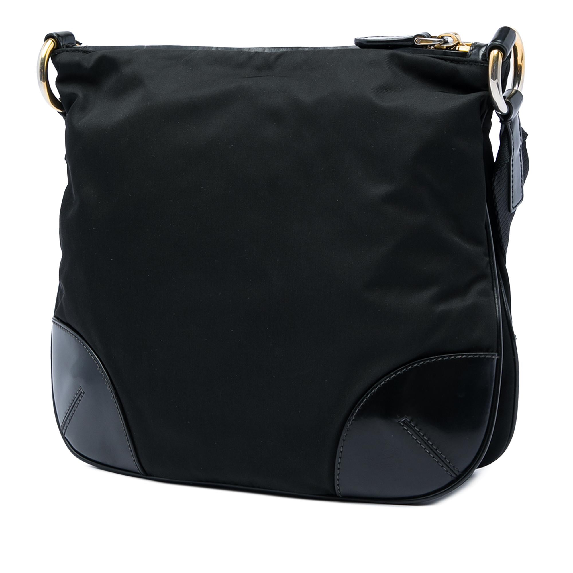 Prada Leather Trimmed Tessuto Zip Top Crossbody