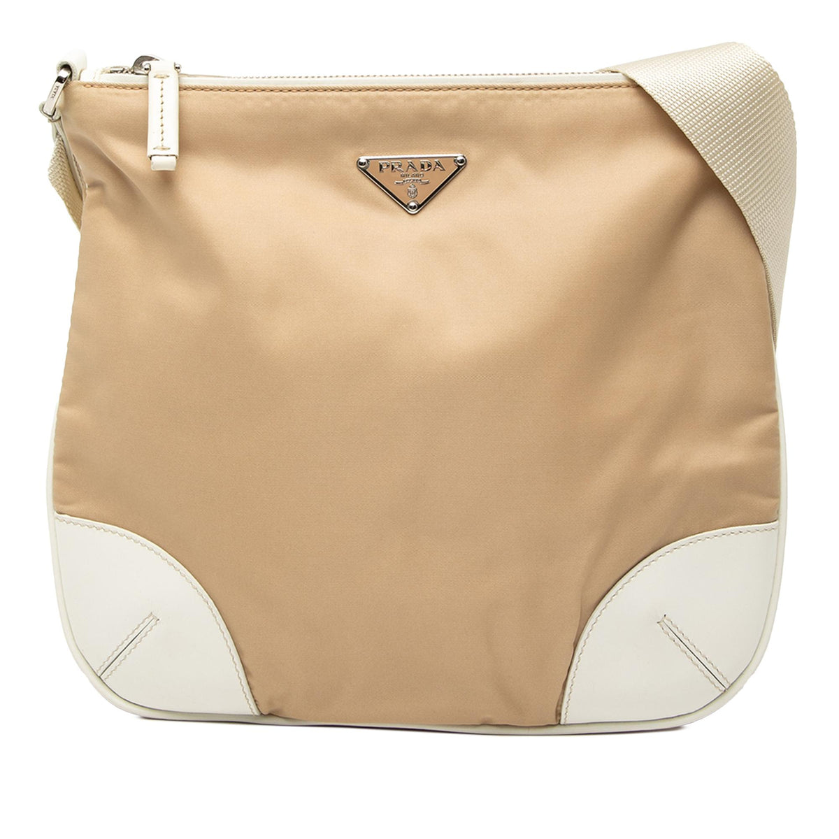Prada Leather Trimmed Tessuto Zip Top Crossbody