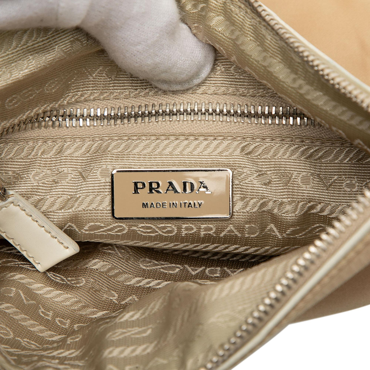 Prada Leather Trimmed Tessuto Zip Top Crossbody