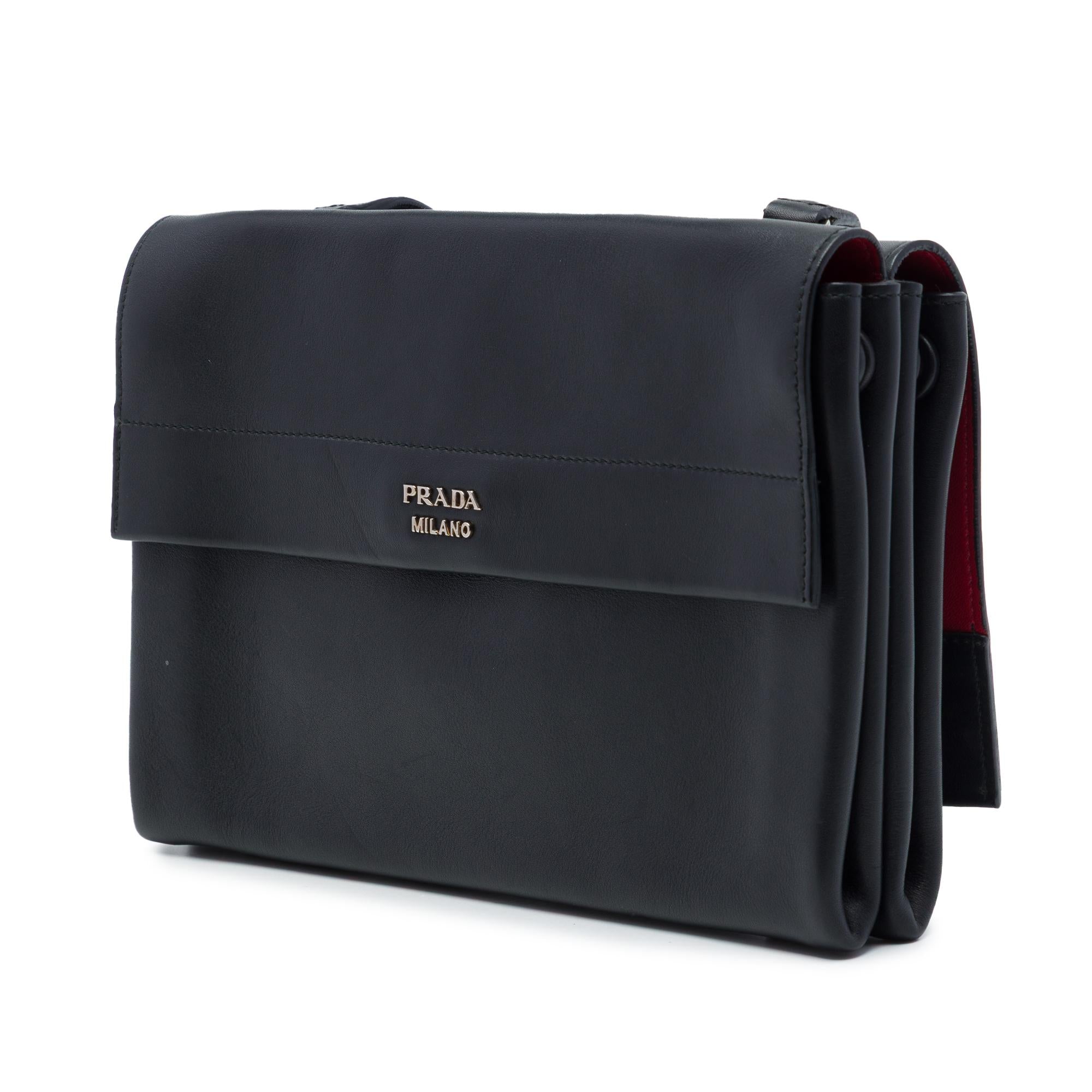 Prada Lux Calf Double Sided Flap Messenger Bag