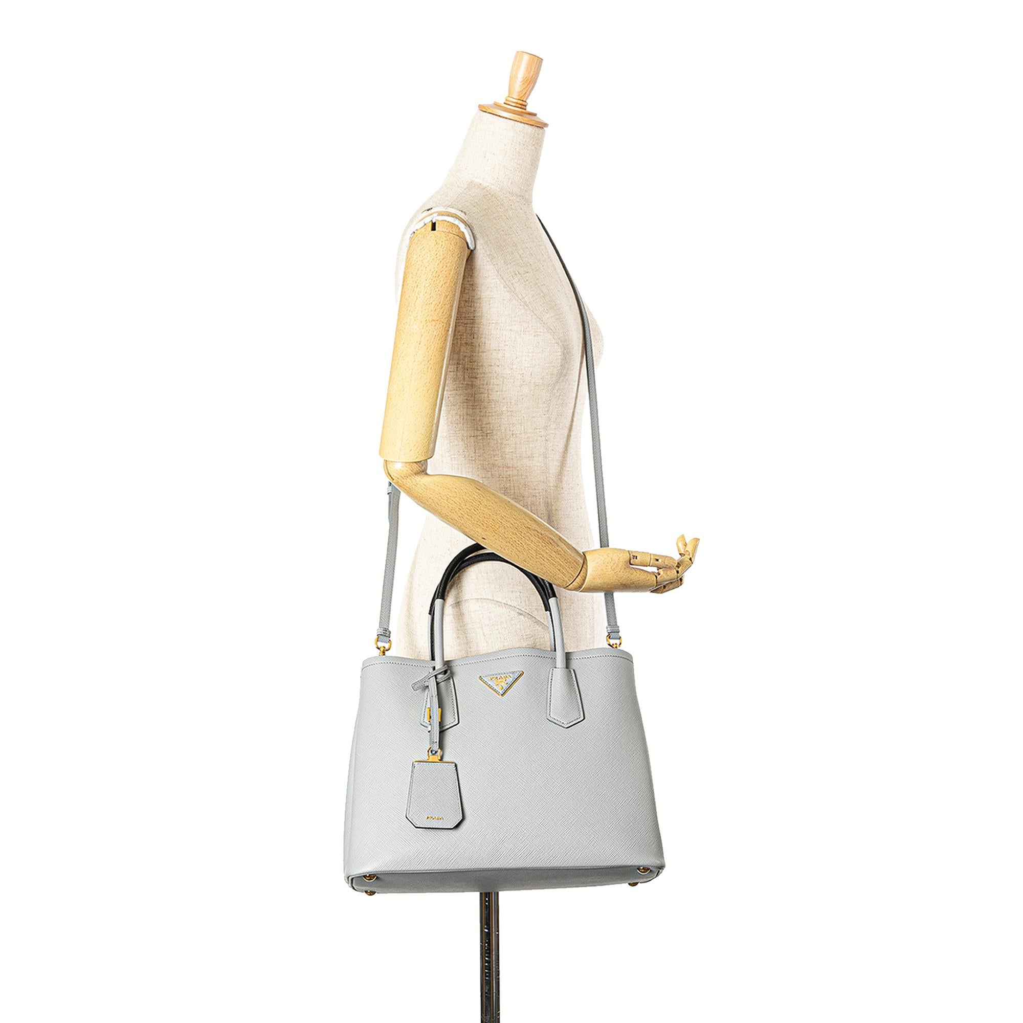 Prada Medium Bicolor Saffiano Cuir Double Satchel (SHG-DtYKIX)