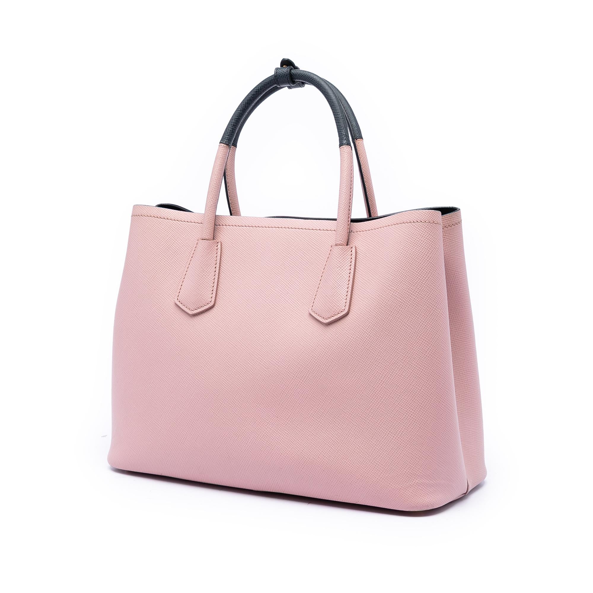 Prada Medium Bicolor Saffiano Cuir Double Satchel
