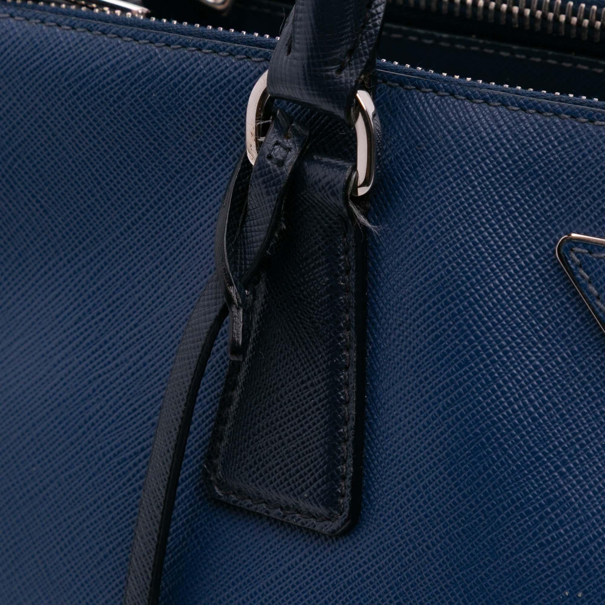 Prada Medium Bicolor Saffiano Lux Galleria Double Zip Satchel