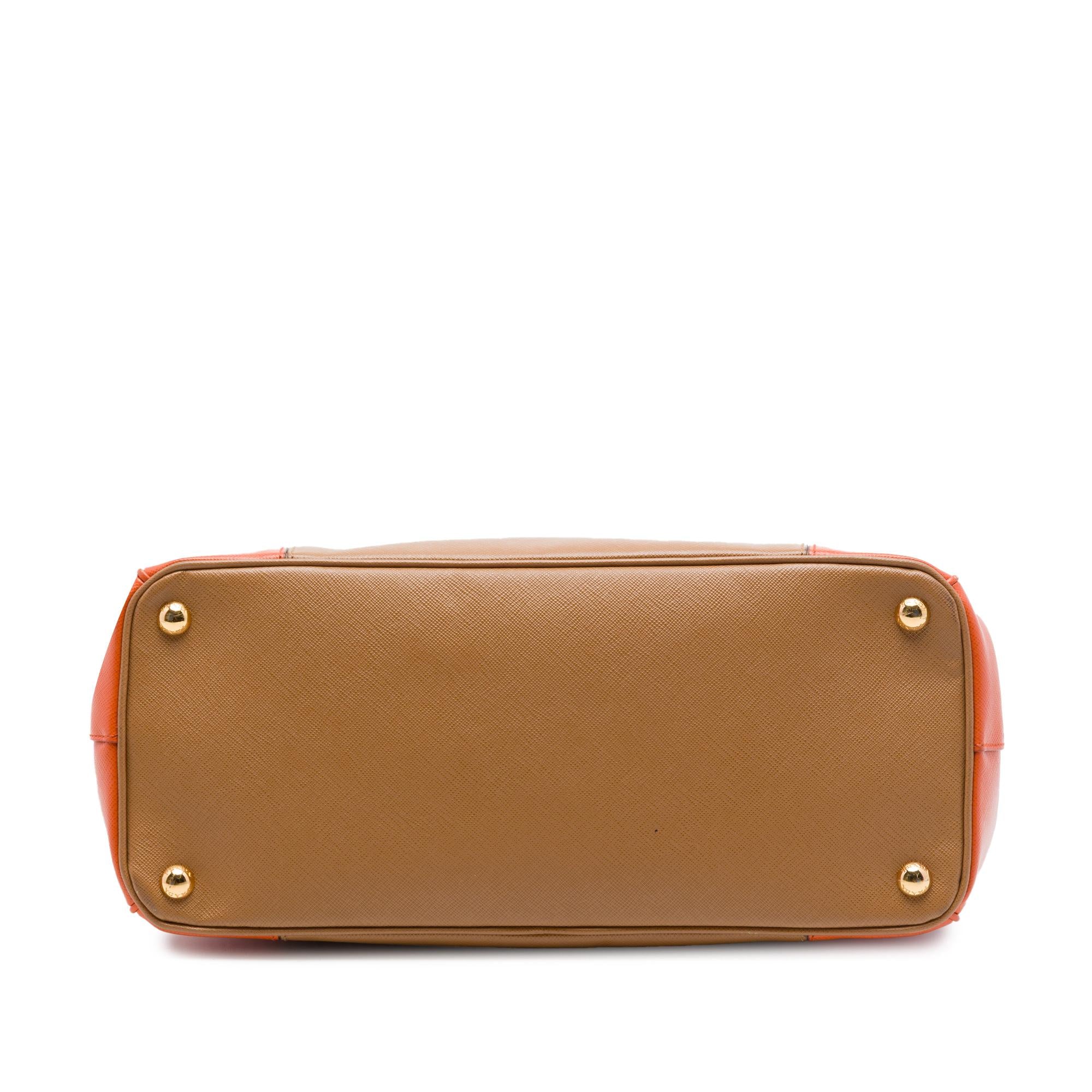 Prada Medium Bicolor Saffiano Lux Galleria Double Zip Satchel