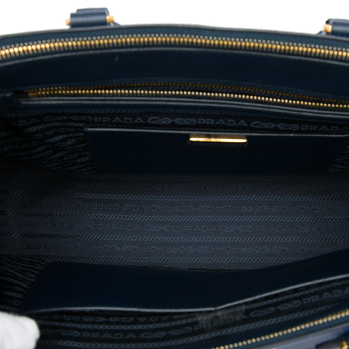 Prada Medium Bicolor Saffiano Lux Galleria Double Zip Satchel