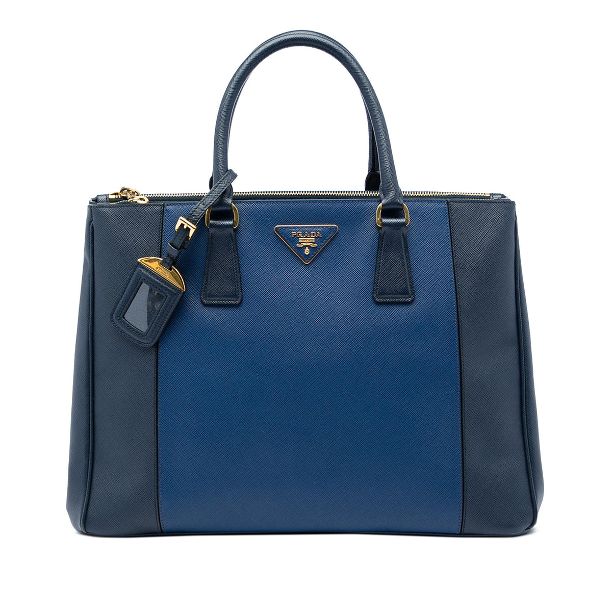 Prada Medium Bicolor Saffiano Lux Galleria Double Zip Satchel