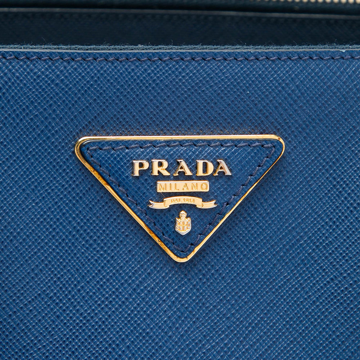 Prada Medium Bicolor Saffiano Lux Galleria Double Zip Satchel