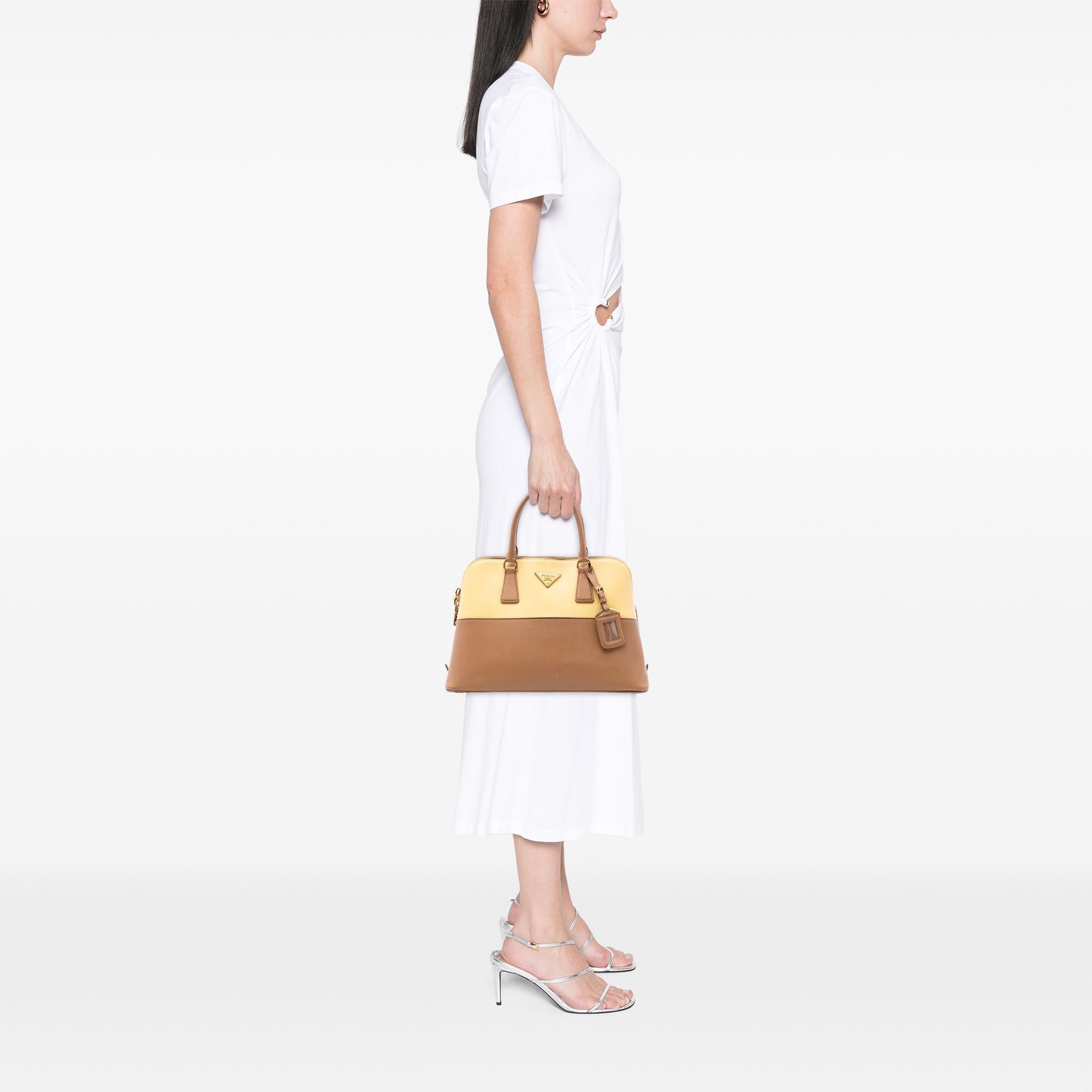 Prada Medium Bicolor Saffiano Lux Promenade Satchel