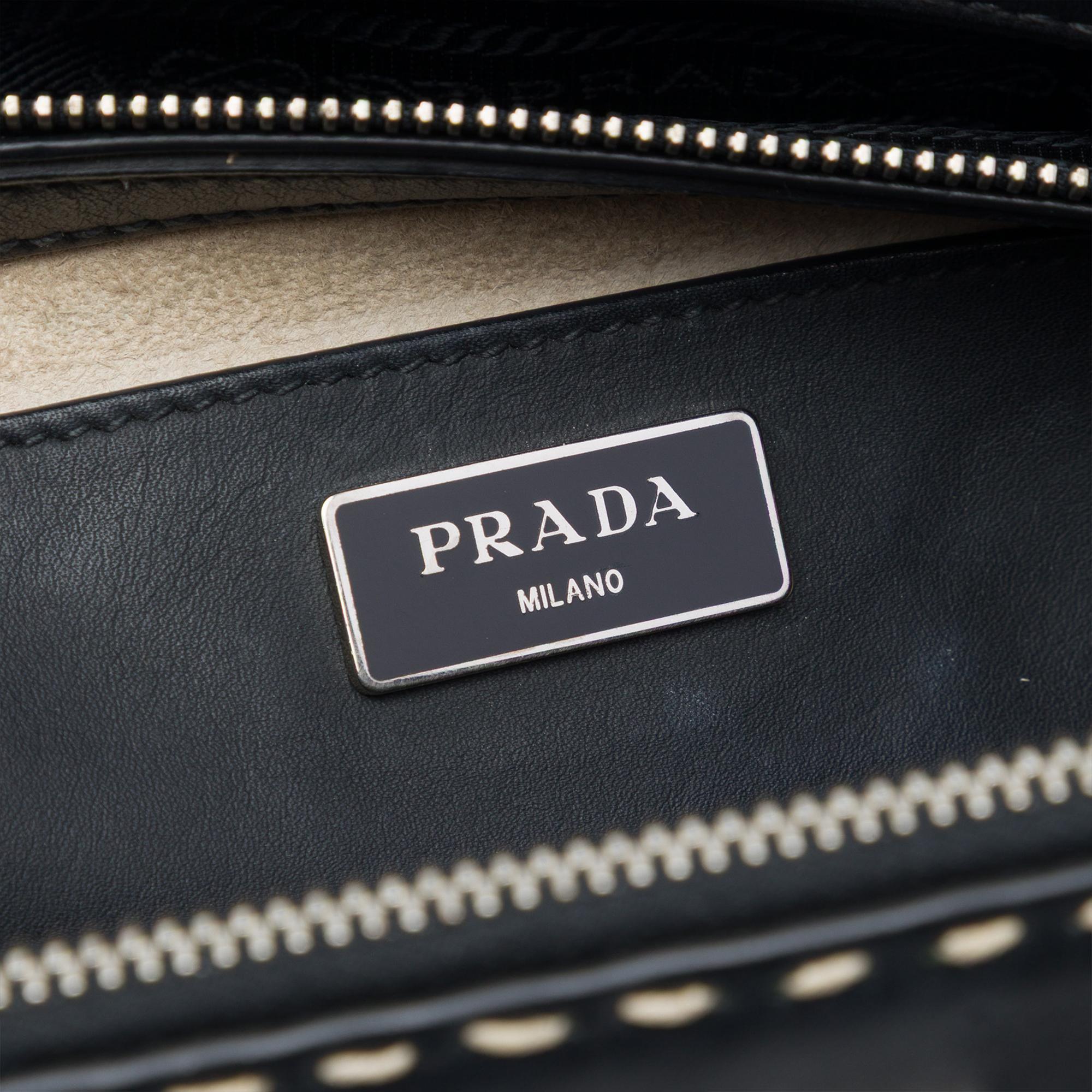 Prada Medium City Calf Hand Stitched Galleria Double Zip Satchel