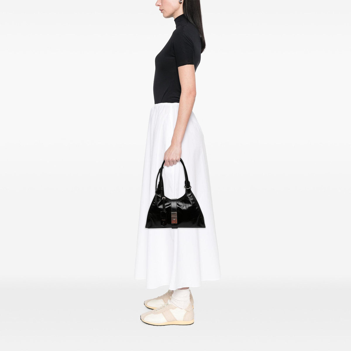 Prada Medium Glossy Calfskin Shoulder Bag