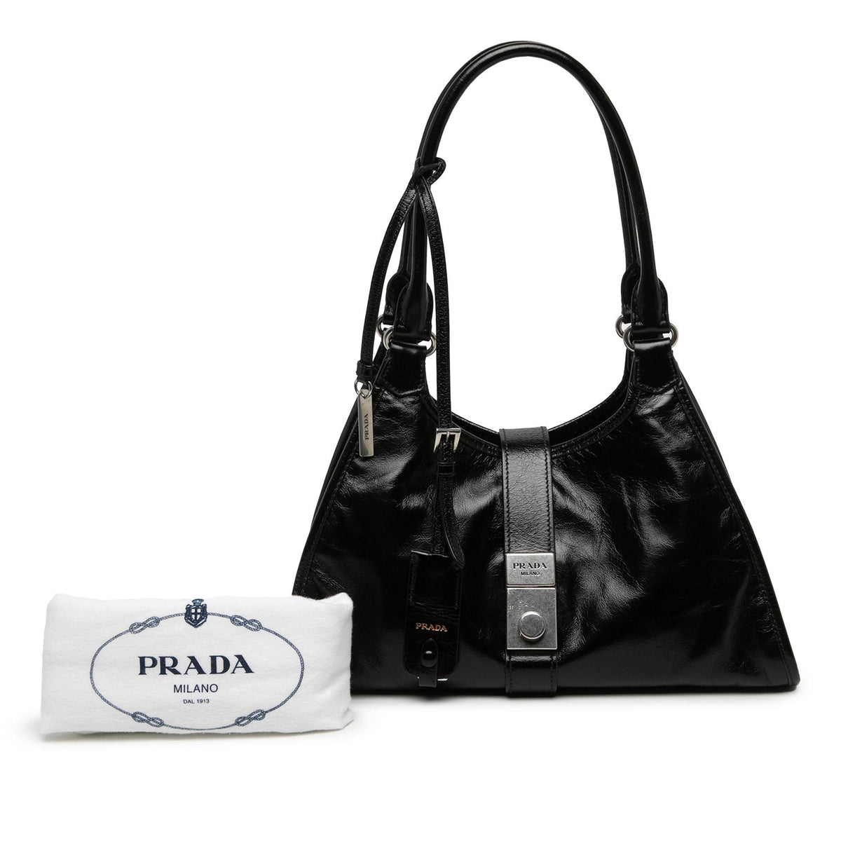 Prada Medium Glossy Calfskin Shoulder Bag