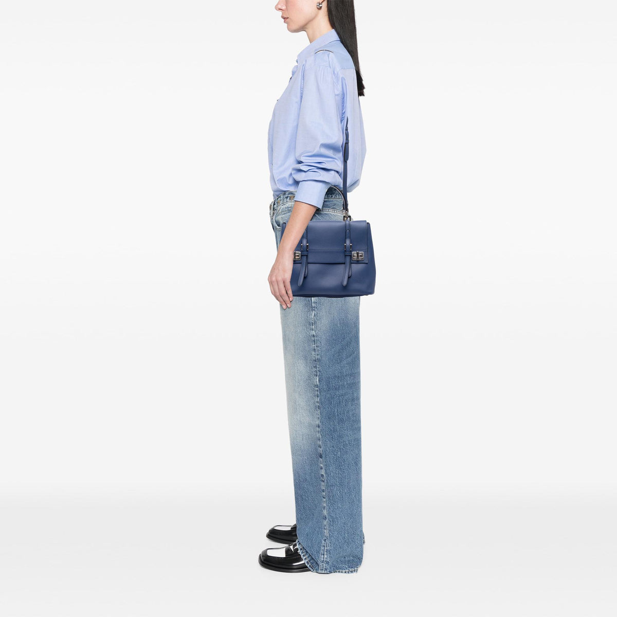 Prada Medium Saffiano Cuir Double Turnlock Satchel