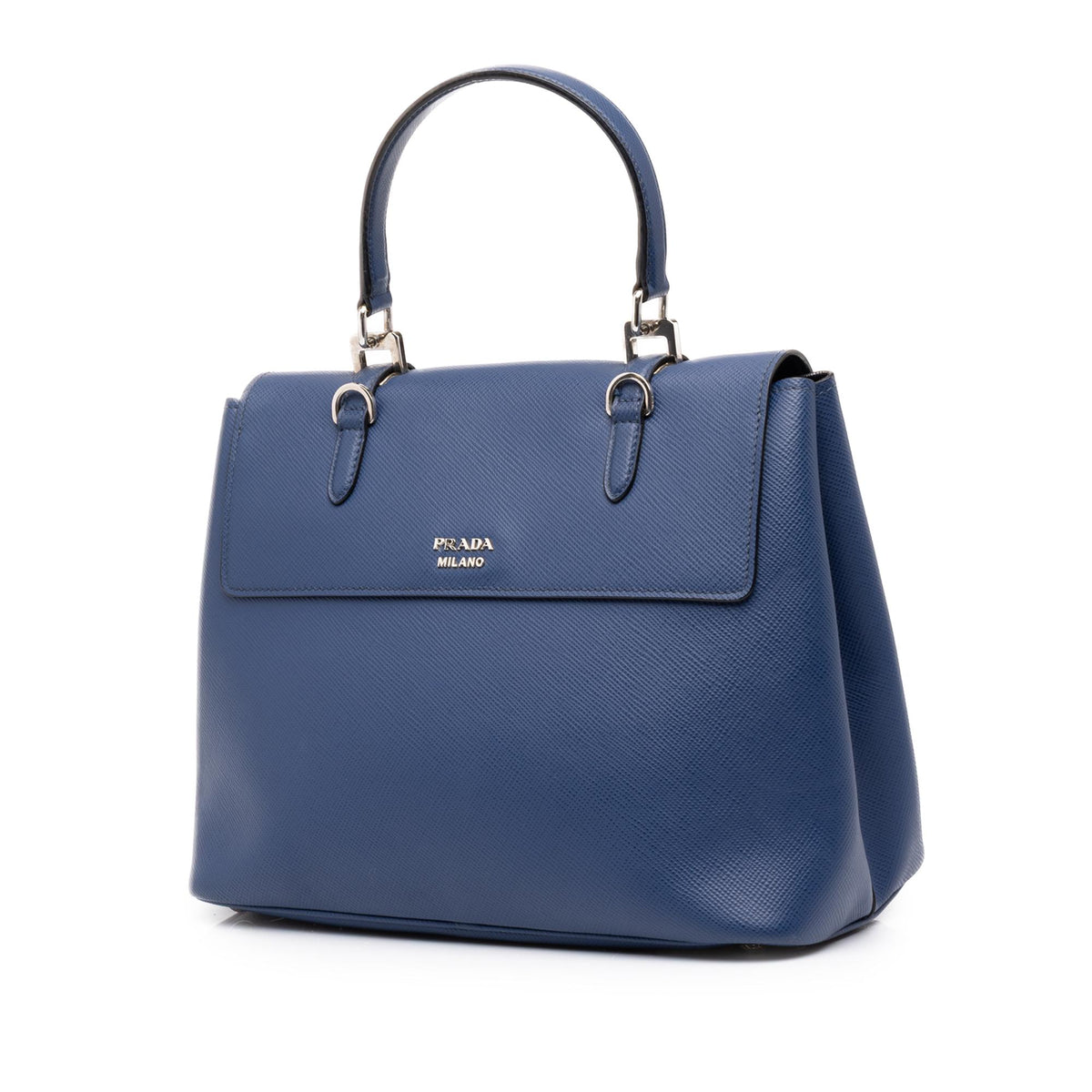 Prada Medium Saffiano Cuir Double Turnlock Satchel