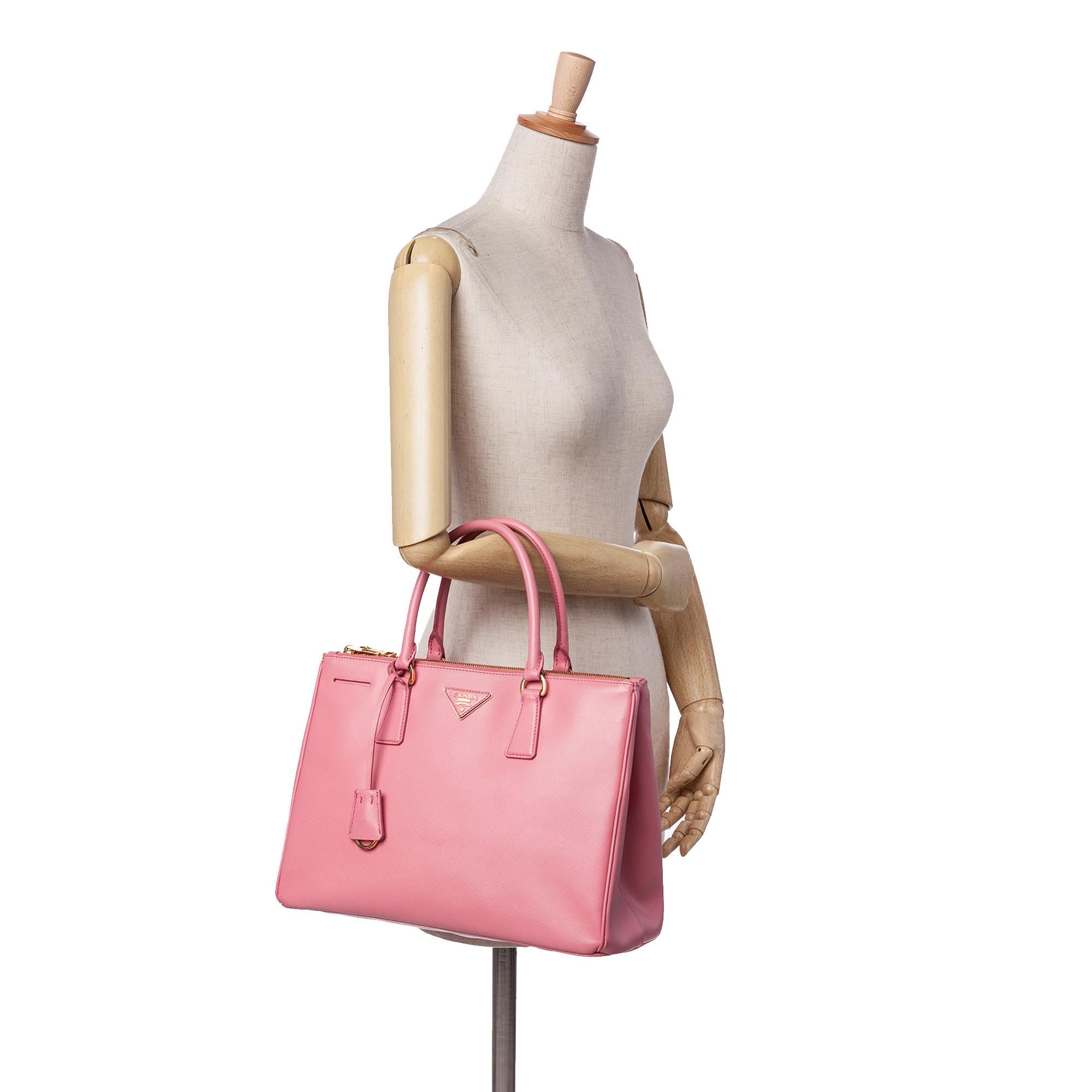 Prada Medium Saffiano Lux Galleria Double Zip Satchel