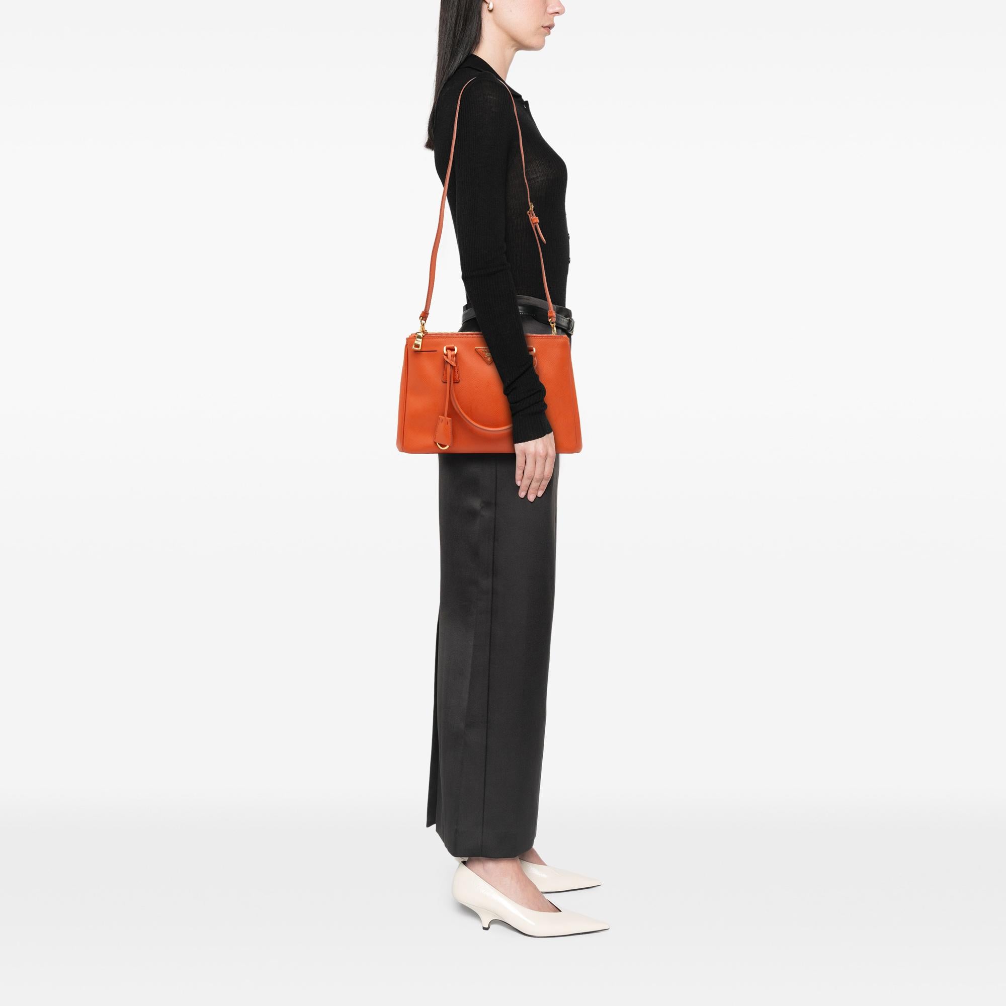 Prada Medium Saffiano Lux Galleria Double Zip Satchel