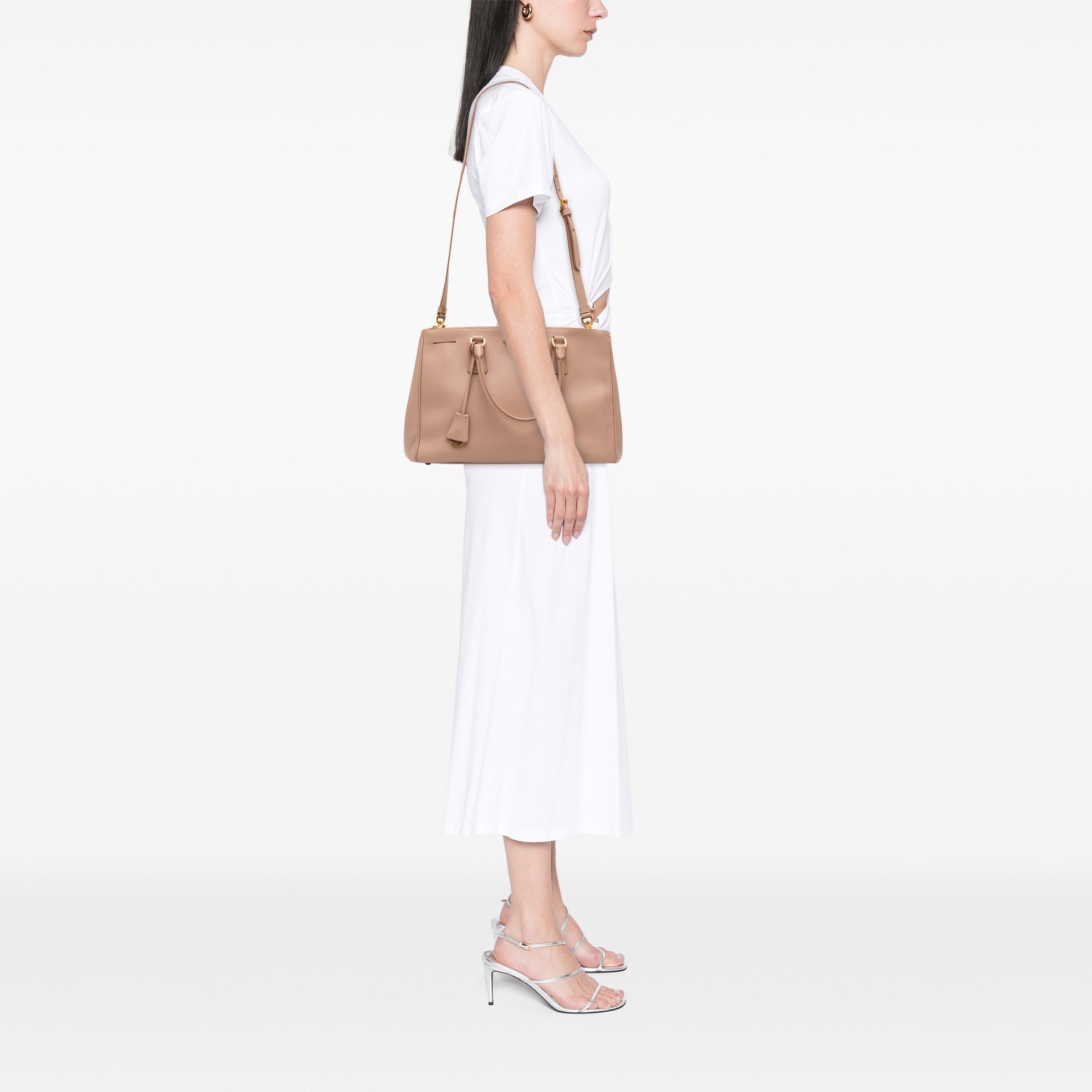 Prada Medium Saffiano Lux Galleria Double Zip Satchel