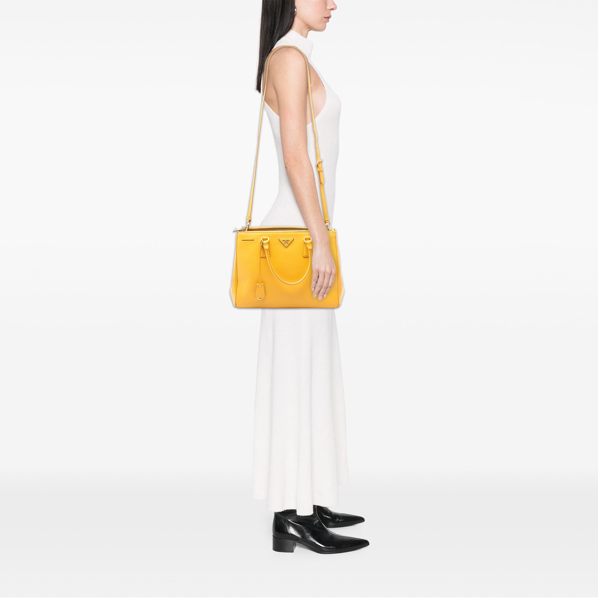 Prada Medium Saffiano Lux Galleria Double Zip Satchel