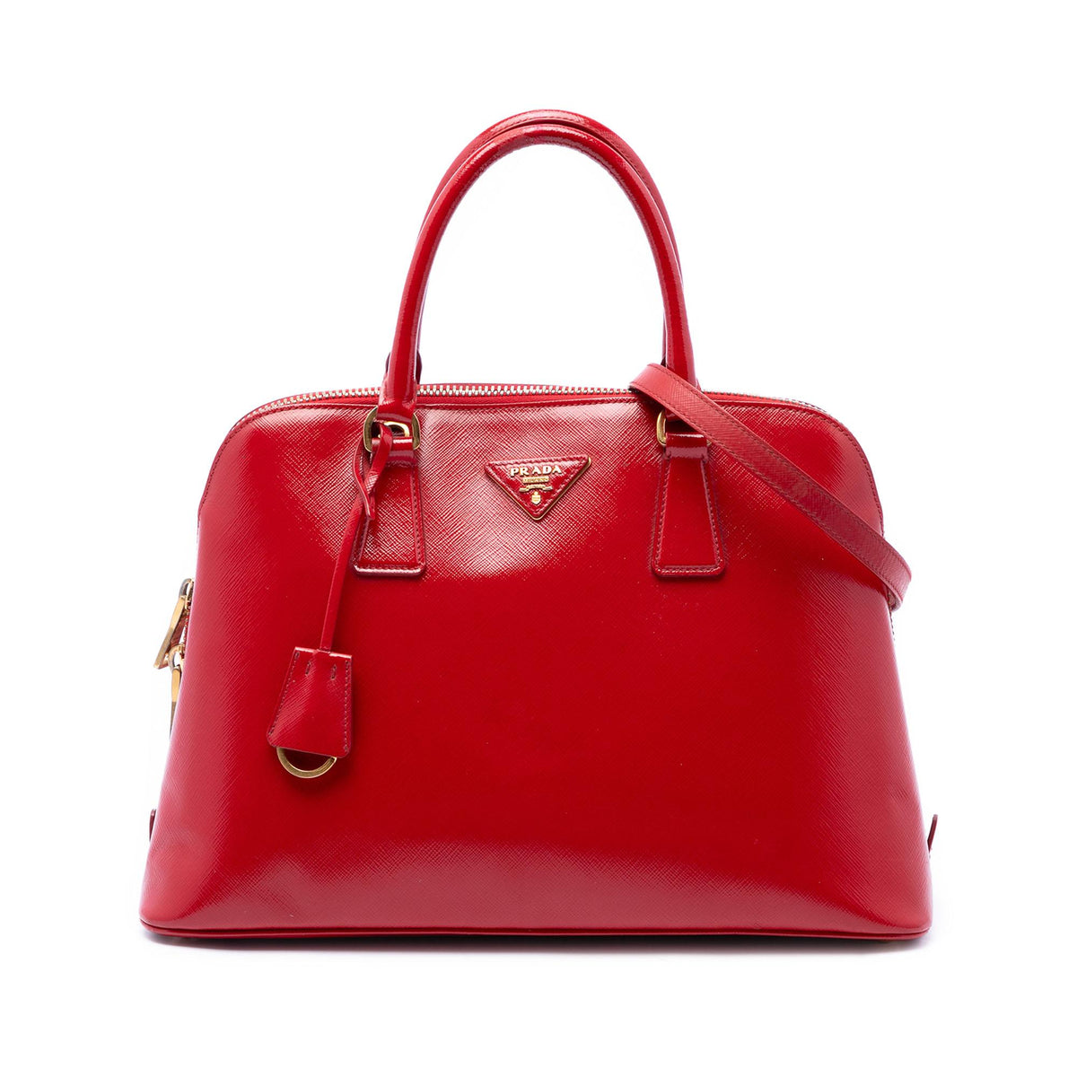 Prada Medium Saffiano Vernice Promenade Satchel