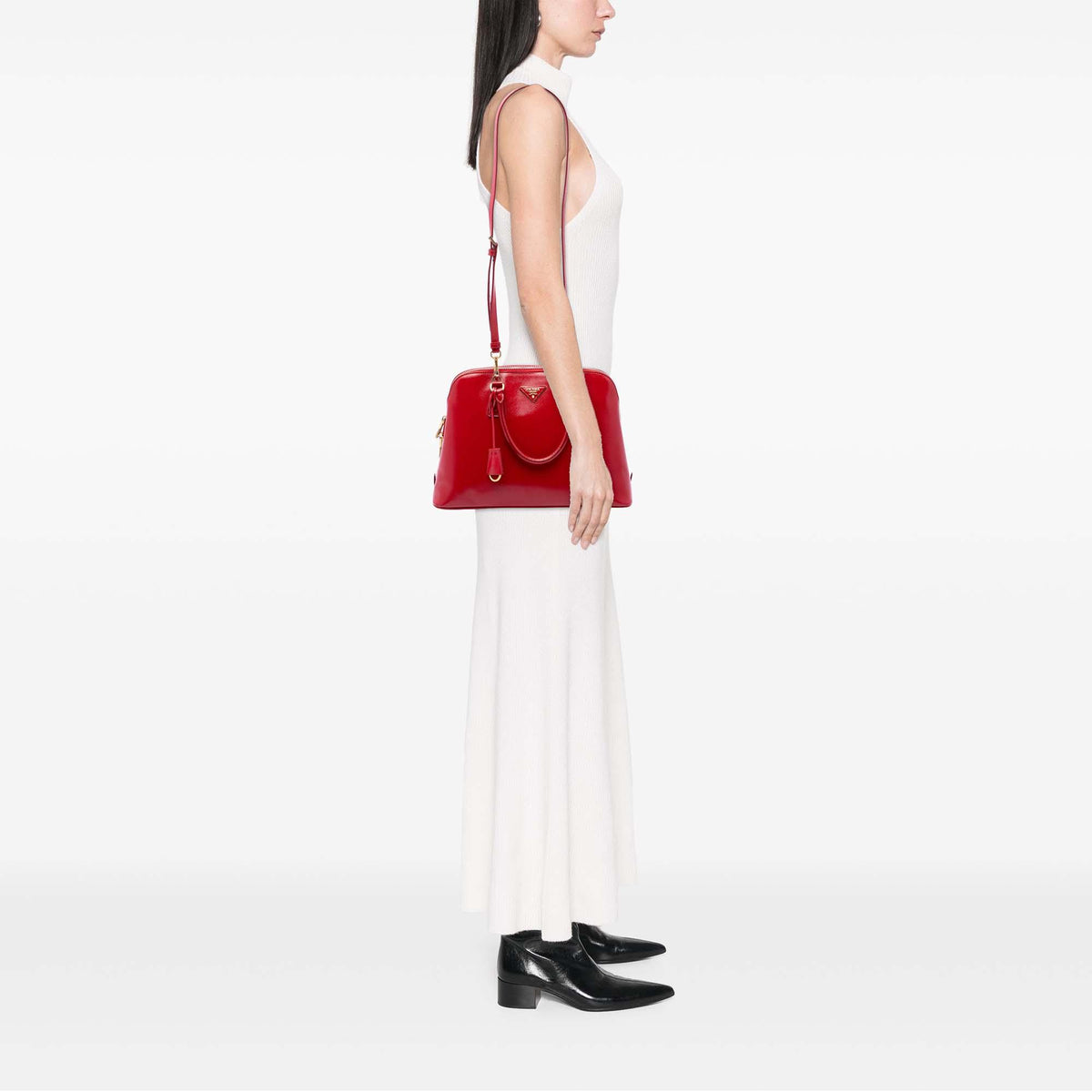 Prada Medium Saffiano Vernice Promenade Satchel