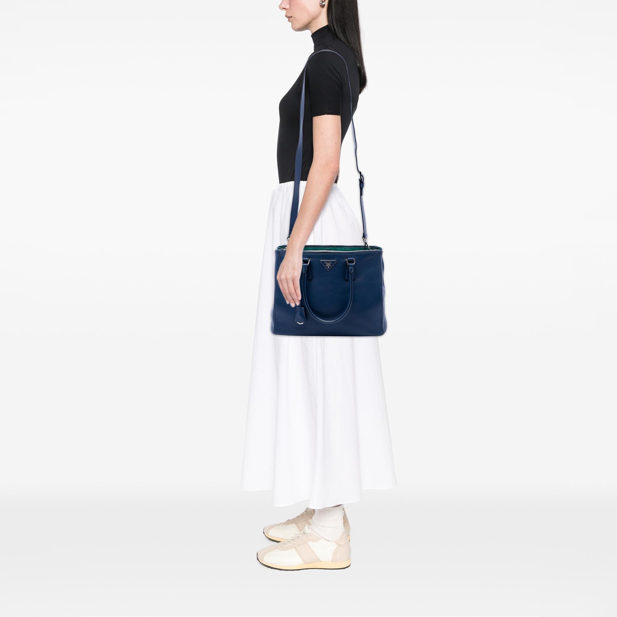 Prada Medium Soft Calf Galleria Double Zip Tote
