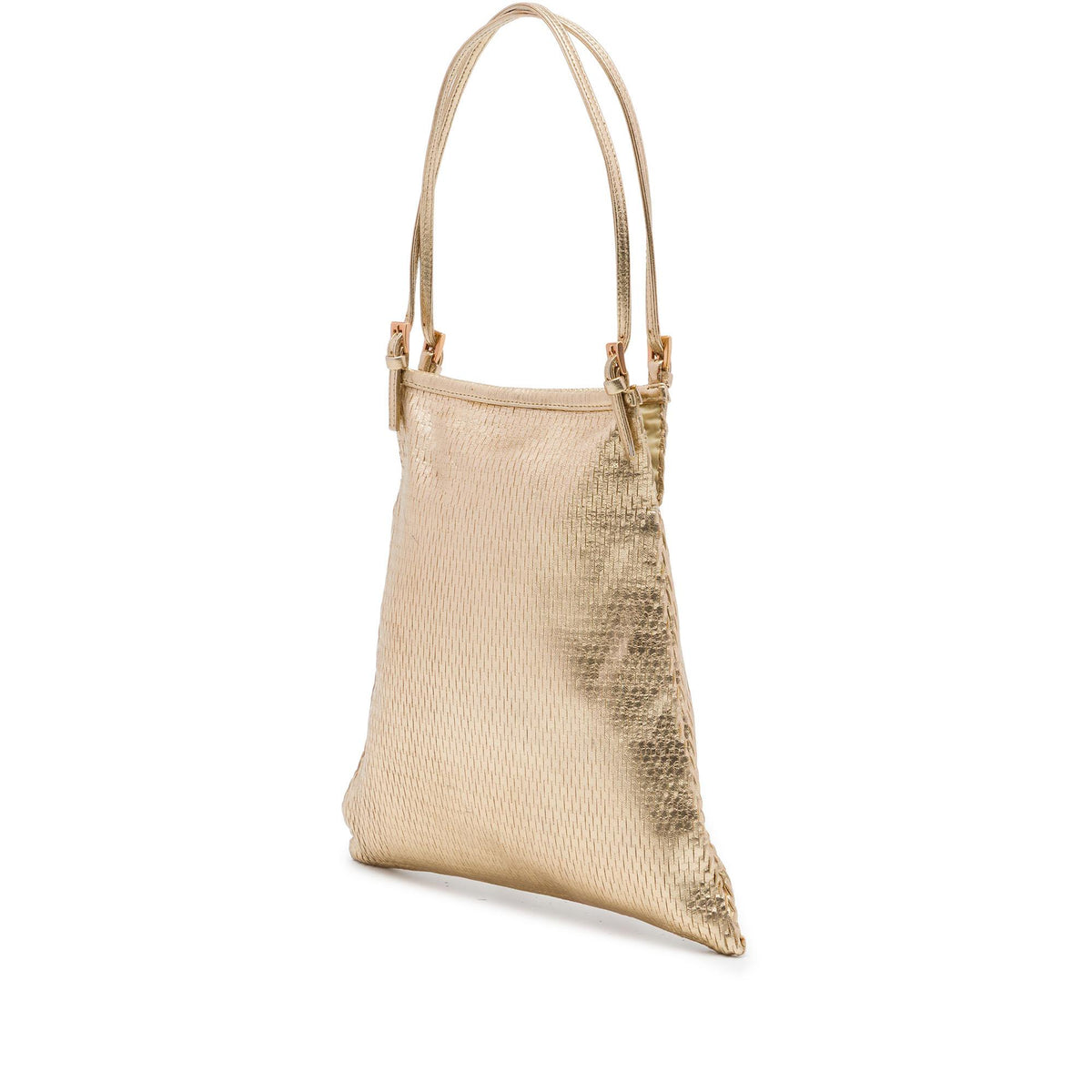 Prada Metallic Calfskin Woven Slit Patterned Handbag