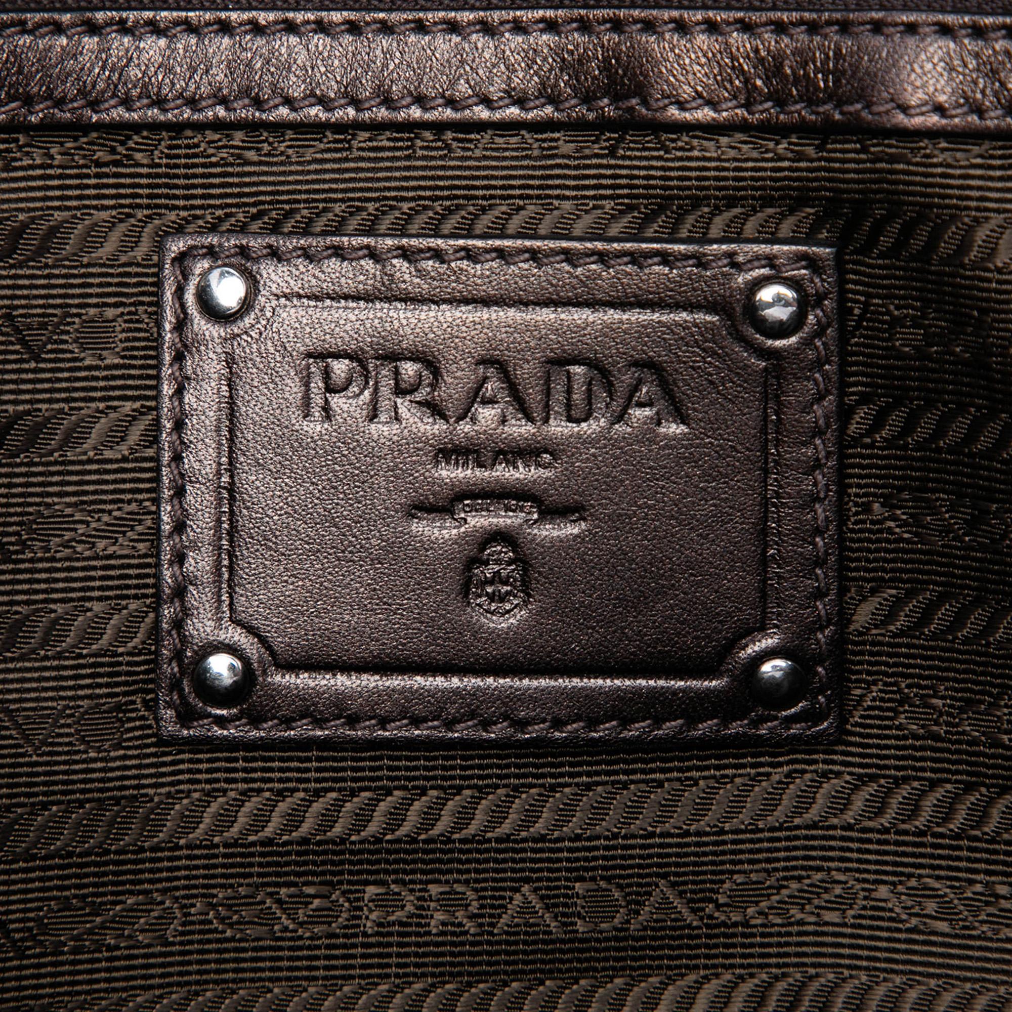 Prada Metallic Nappa Mordore Ruffle Tote