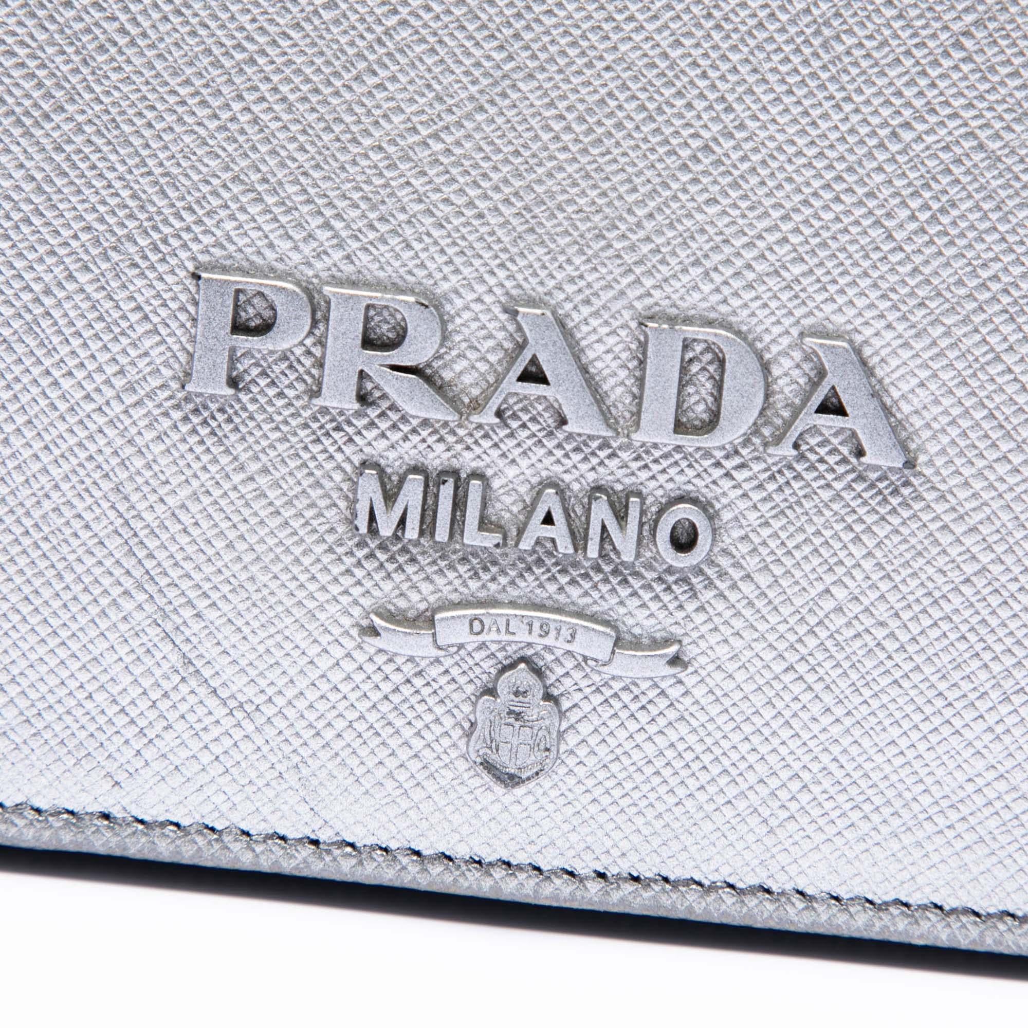 Prada Metallic Saffiano Lux Wallet on Chain