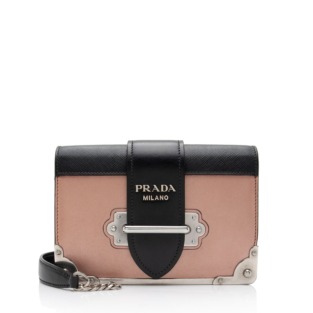 Prada Metallic Saffiano Cahier Shoulder Bag (SHF-r8TuA7) – LuxeDH