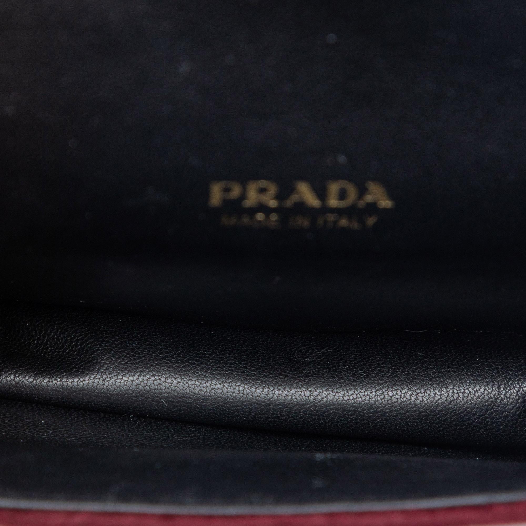 Prada Micro Croc Embossed Leather Trimmed Velluto Cahier Crossbody