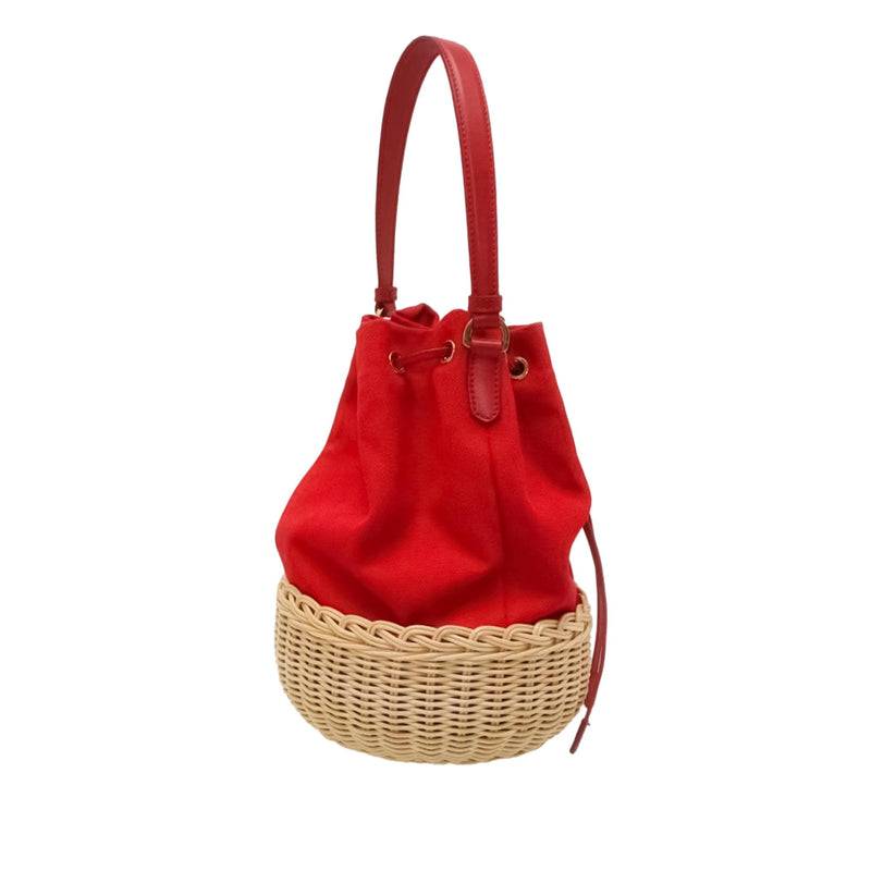 Prada Midollino and Canapa Bucket Bag (SHG-X6KYW2)