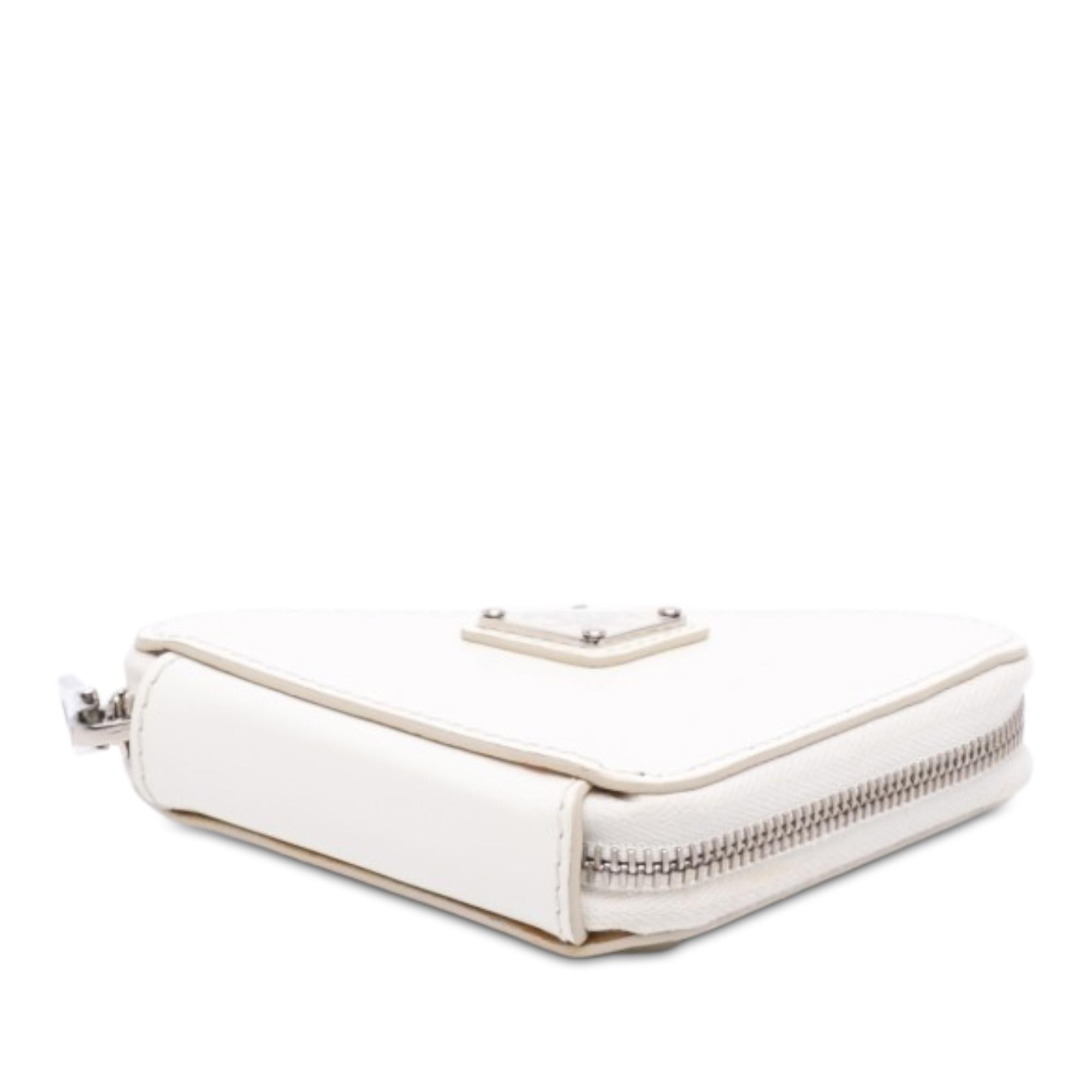 Prada Mini Brushed Leather Triangle Chain Pouch