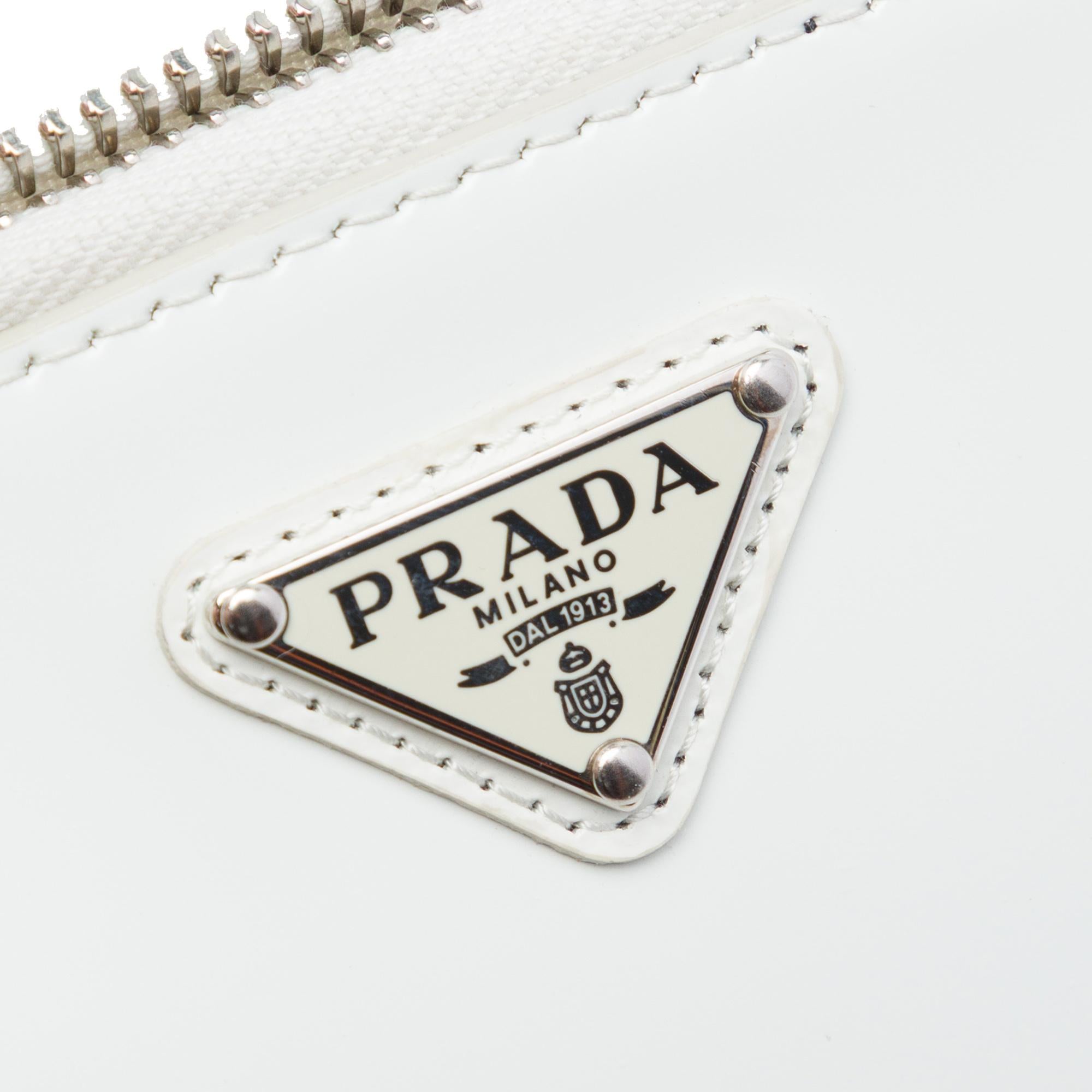 Prada Mini Brushed Leather Triangle Chain Pouch