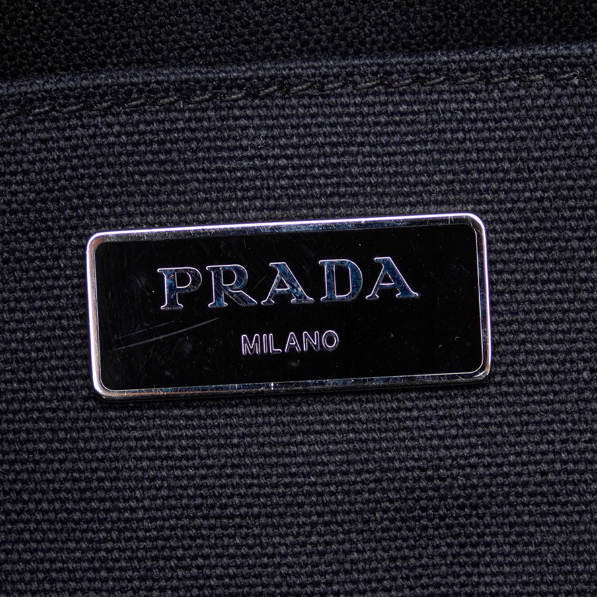 Prada Mini Canapa Convertible Canvas and Feather Tote (SHG-4ZHd0E)