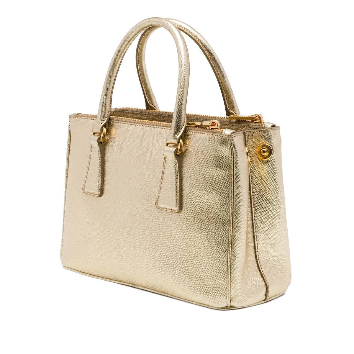 Prada Mini Metallic Saffiano Lux Galleria Double Zip Satchel
