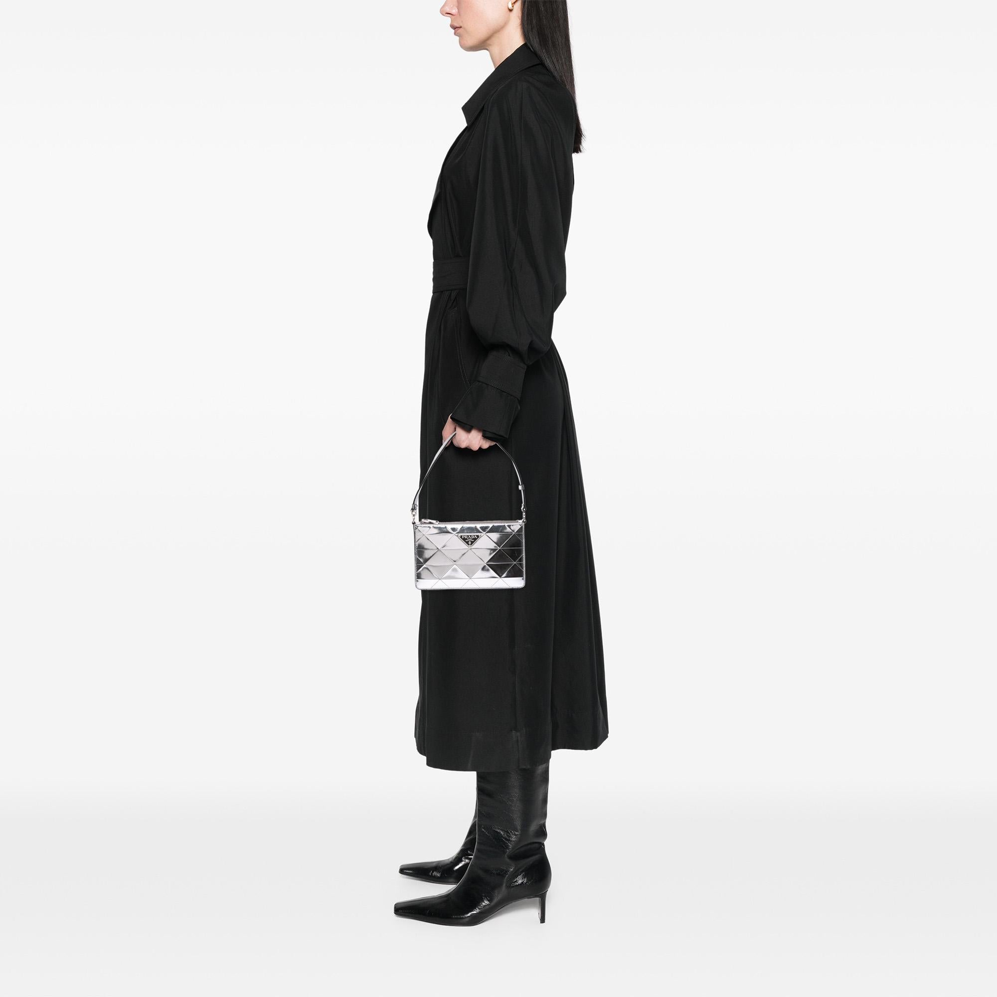 Prada Mini Metallic Spazzolato Tria Shoulder Bag
