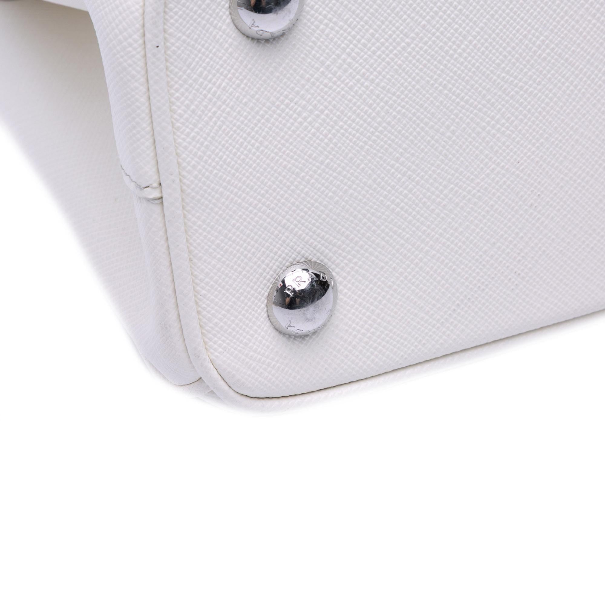 Prada Mini Saffiano Lux Crystal Embellished Galleria Double Zip