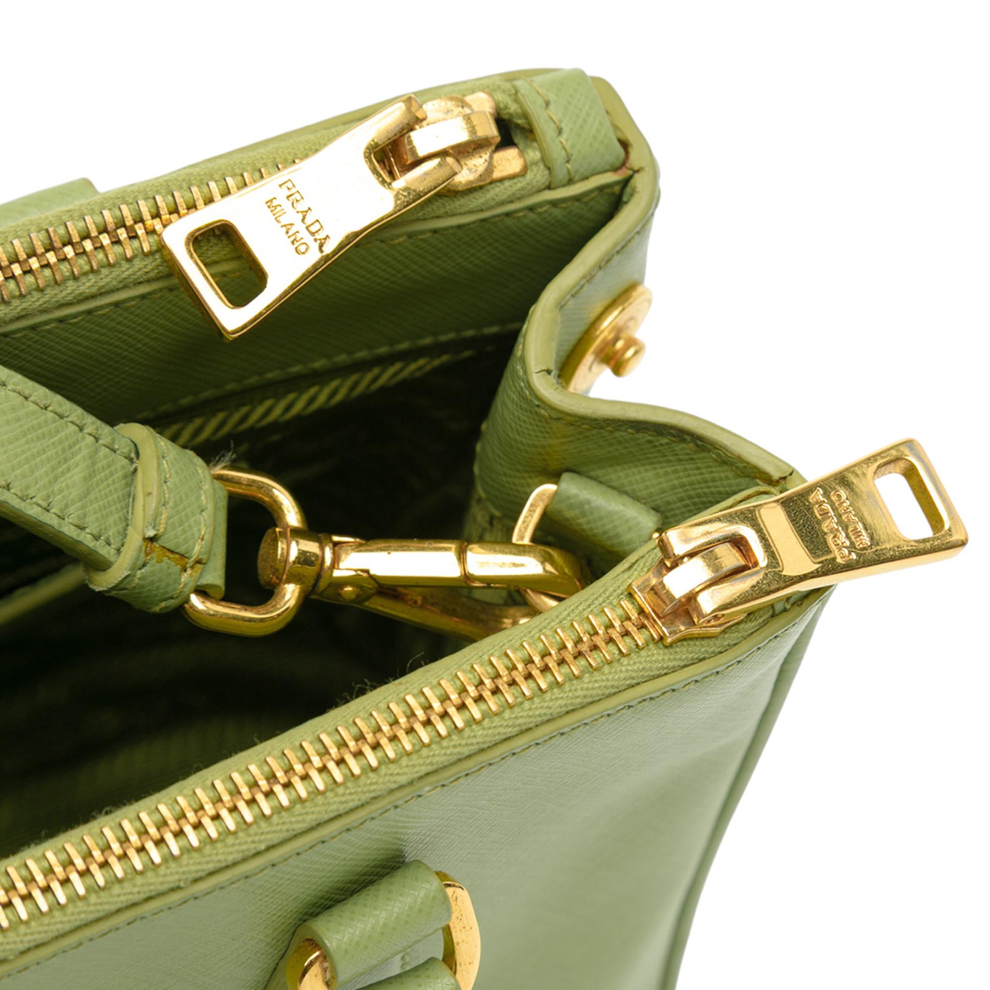 Prada Mini Saffiano Lux Galleria Double Zip Satchel