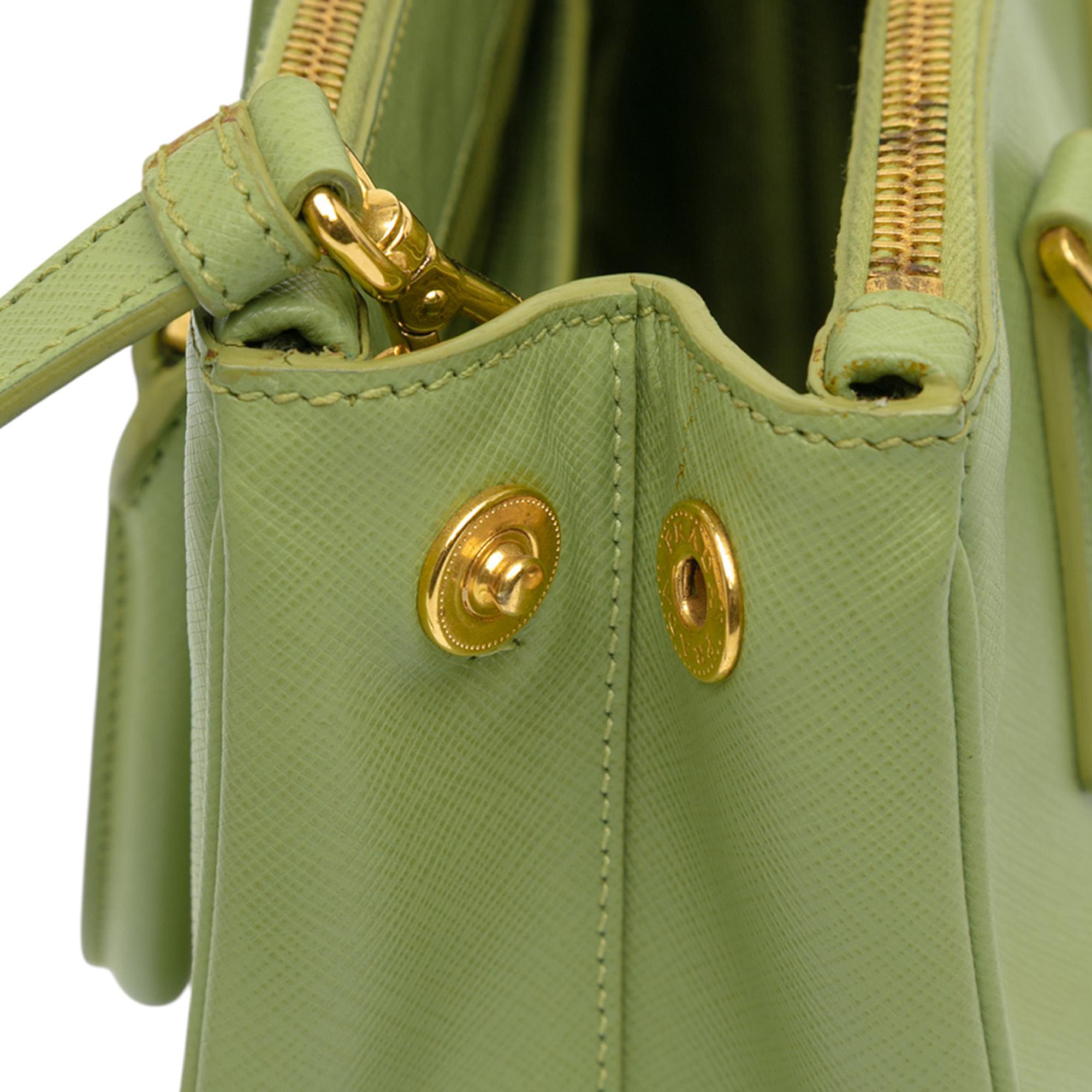 Prada Mini Saffiano Lux Galleria Double Zip Satchel