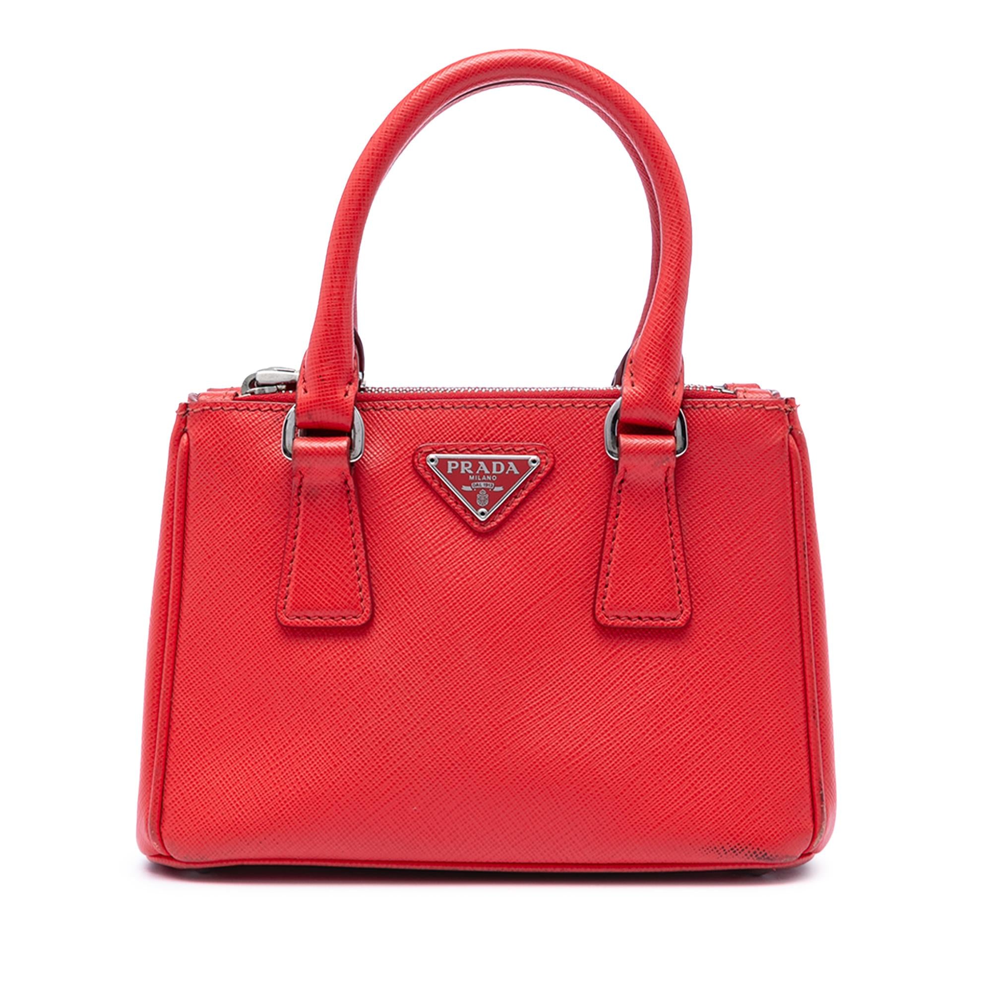 Prada Mini Saffiano Lux Galleria Double Zip Satchel