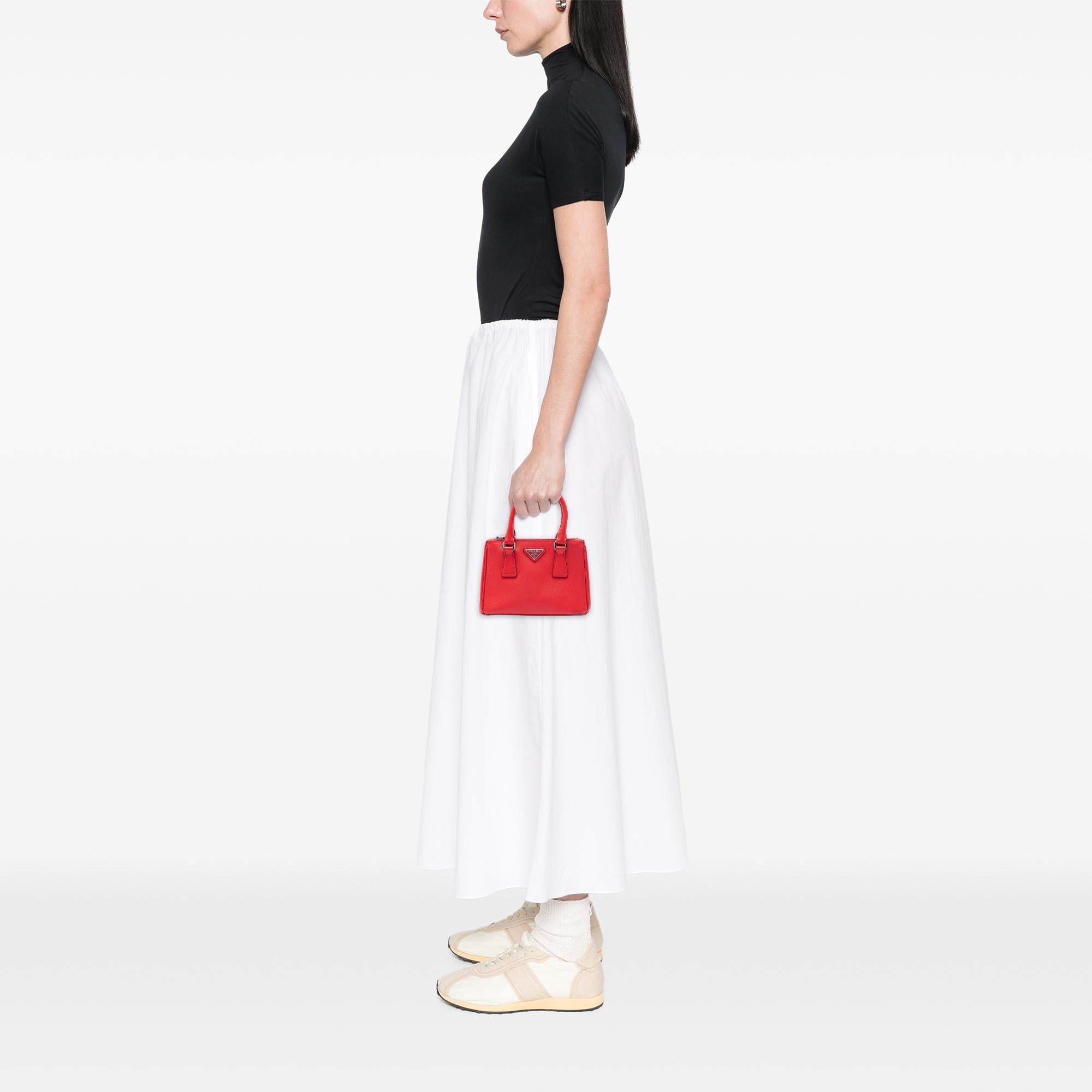 Prada Mini Saffiano Lux Galleria Double Zip Satchel