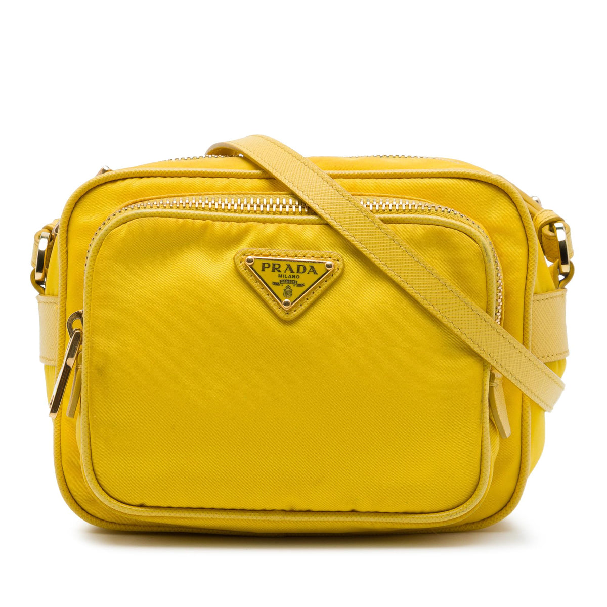 Prada Mini Saffiano Trimmed Tessuto Front Pocket Camera Bag