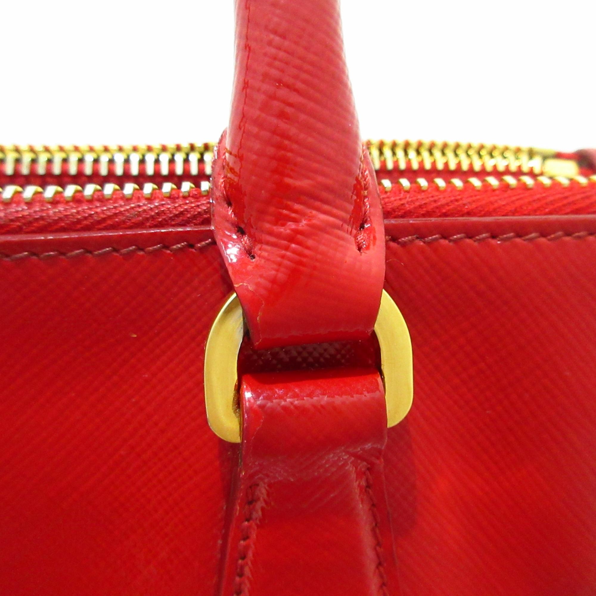 Prada Mini Saffiano Vernice Galleria Double Zip Satchel (SHG-7J2noA)