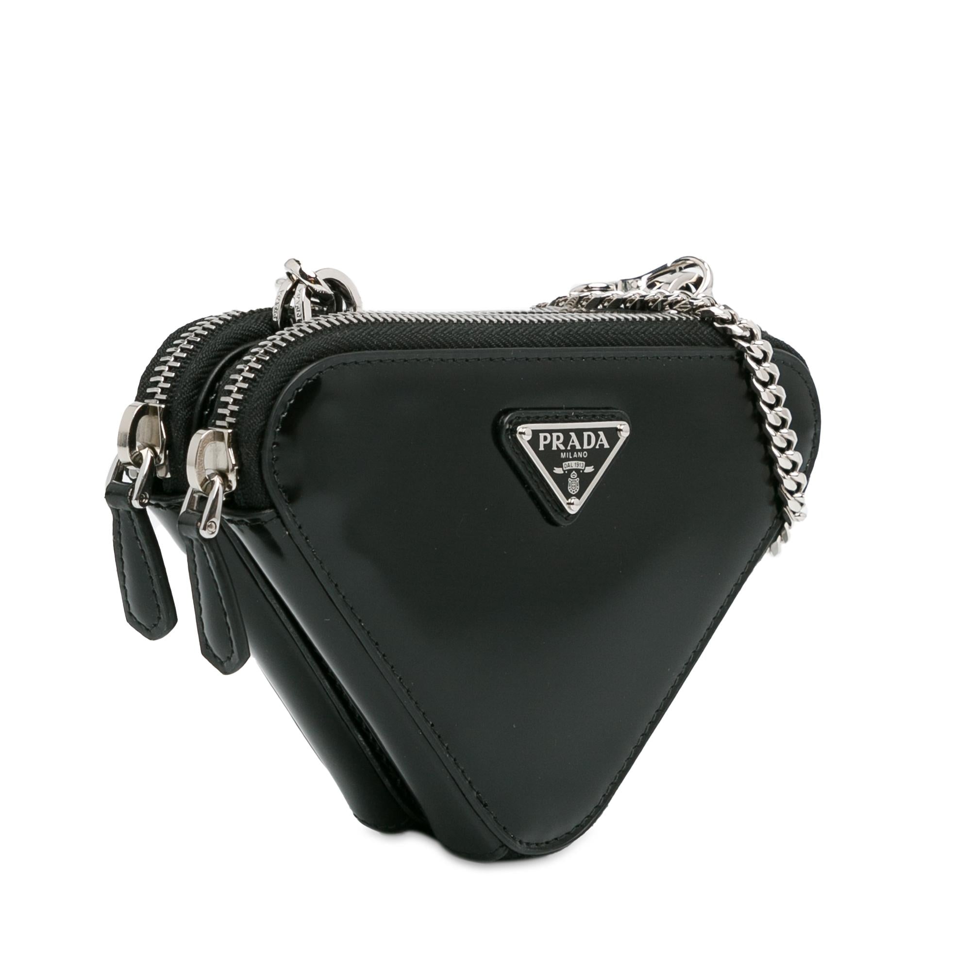 Prada Mini Spazzolato Leather Triangle Pouch (SHG-3S43ln)