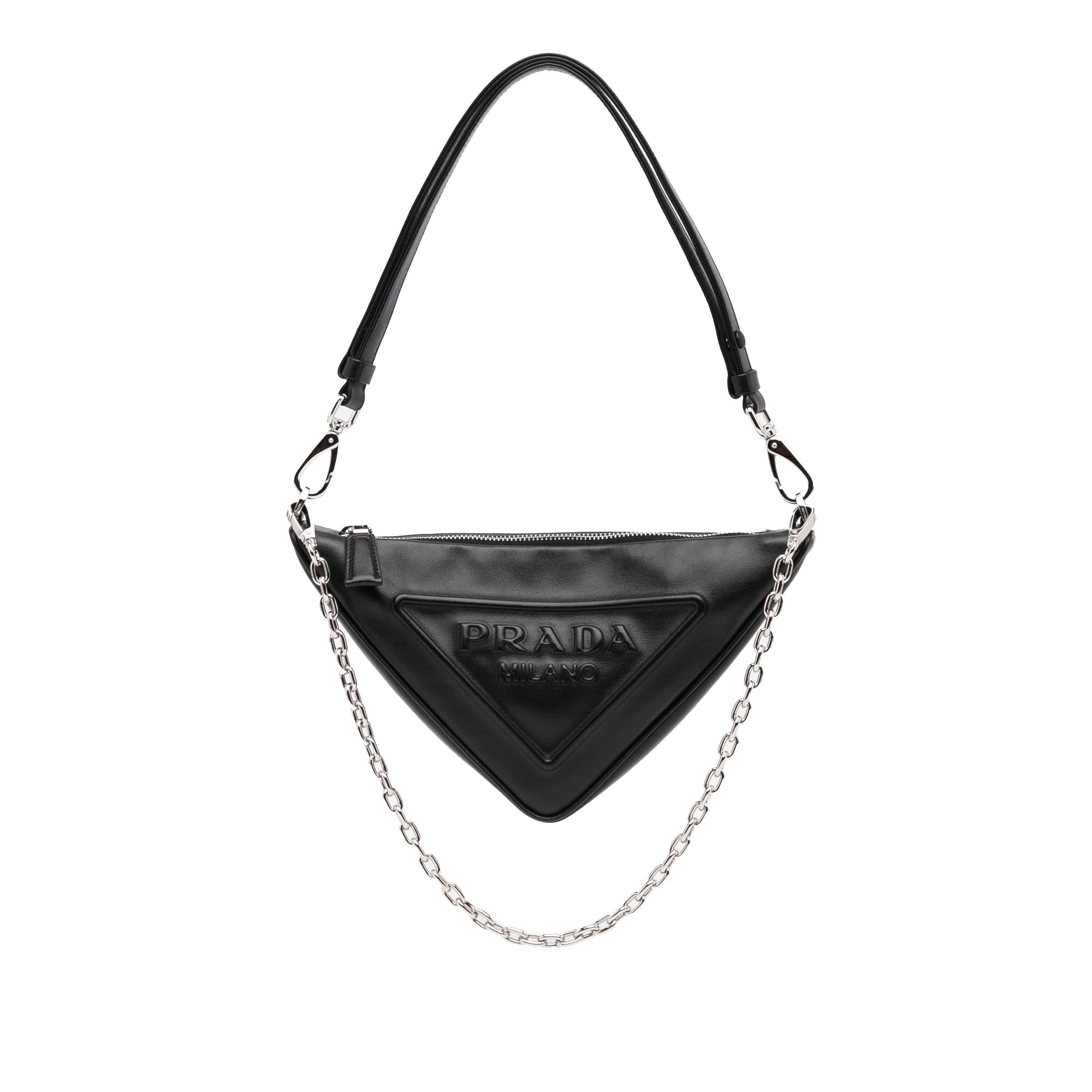 バッグ 00s PRADA Triangle Logo Shoulder Bag Prada Black Leather Triangle Logo Crossbody Bag | Yoogi's Closet
