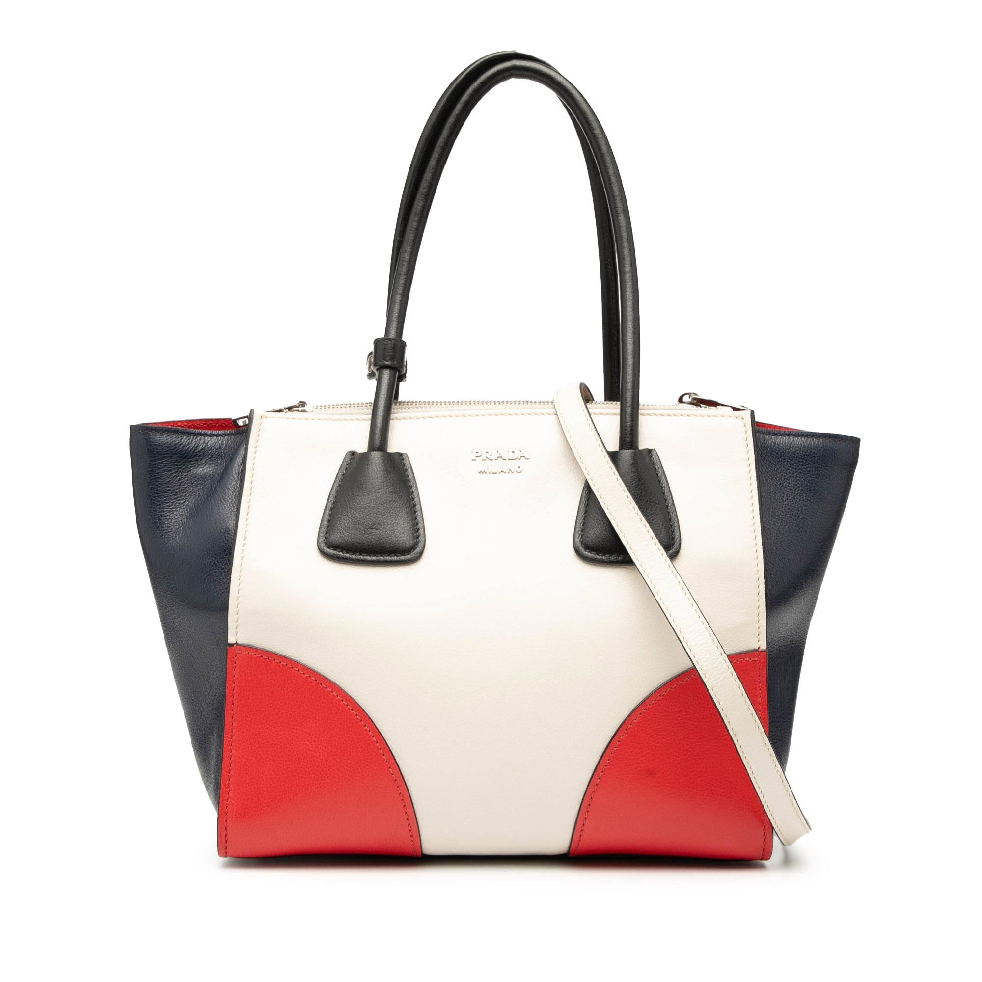 Prada Multicolor Glace Calf Twin Pocket Satchel