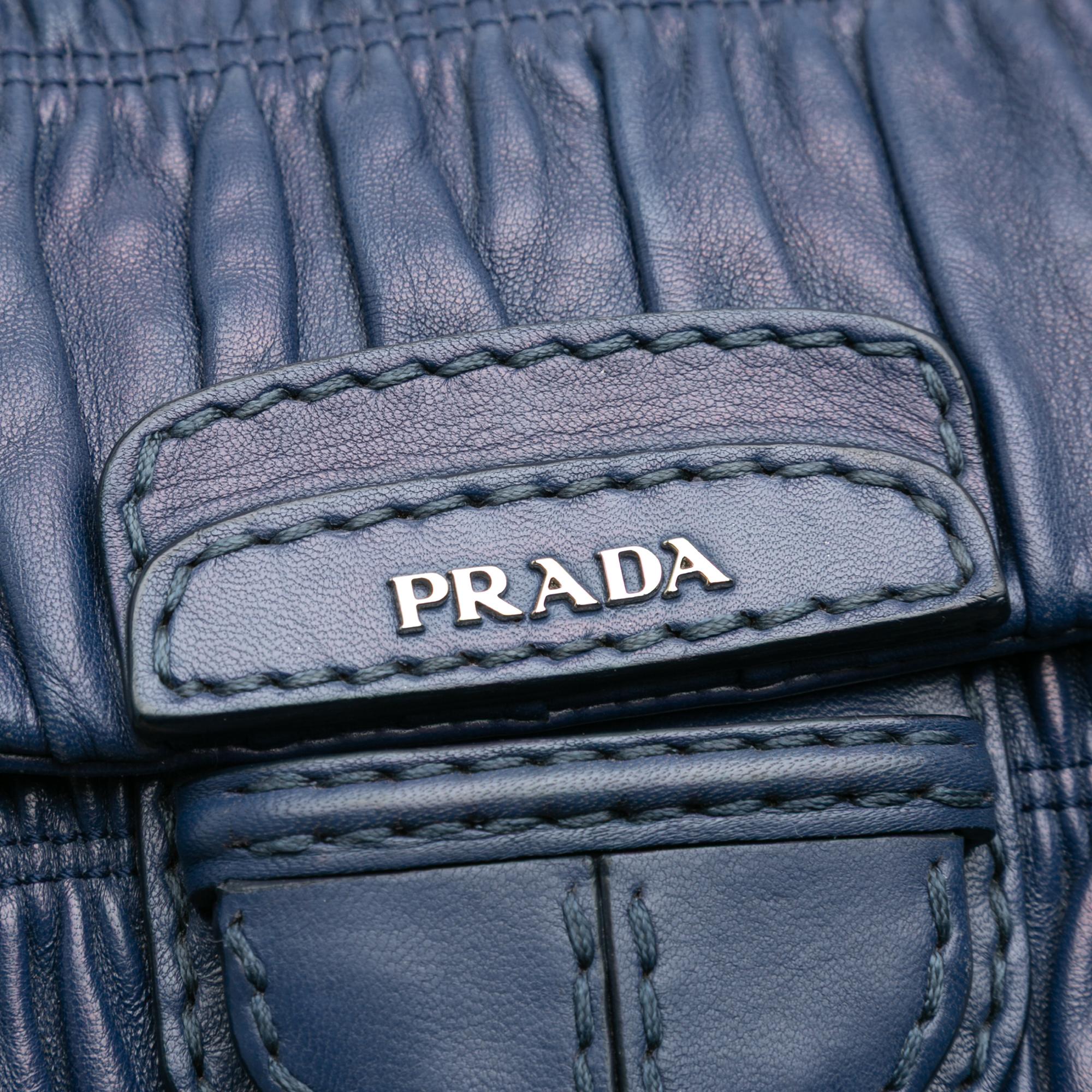 Prada Nappa Gaufre Buckle Strap Shoulder Bag
