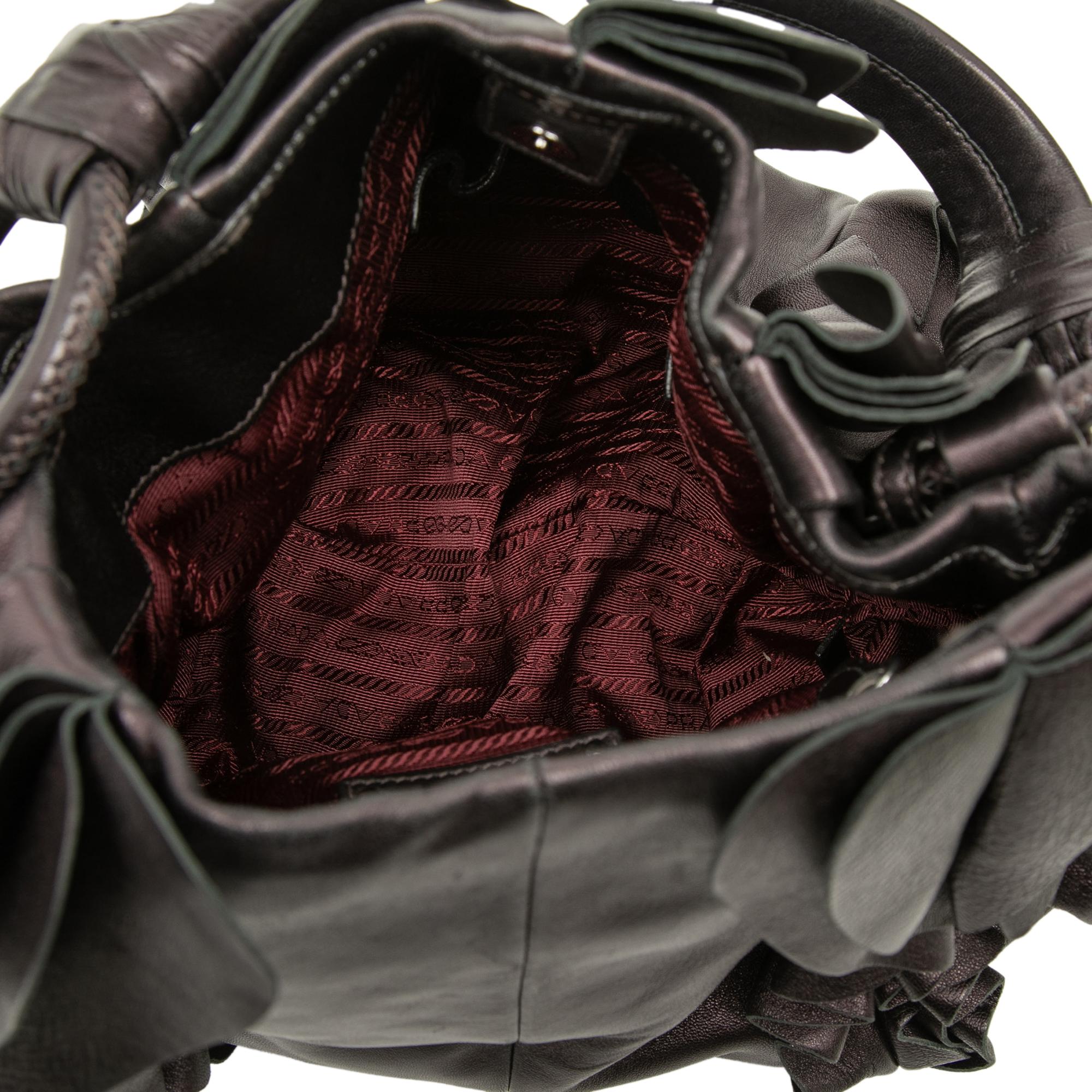 Prada Nappa Mordore Ruffle Hobo