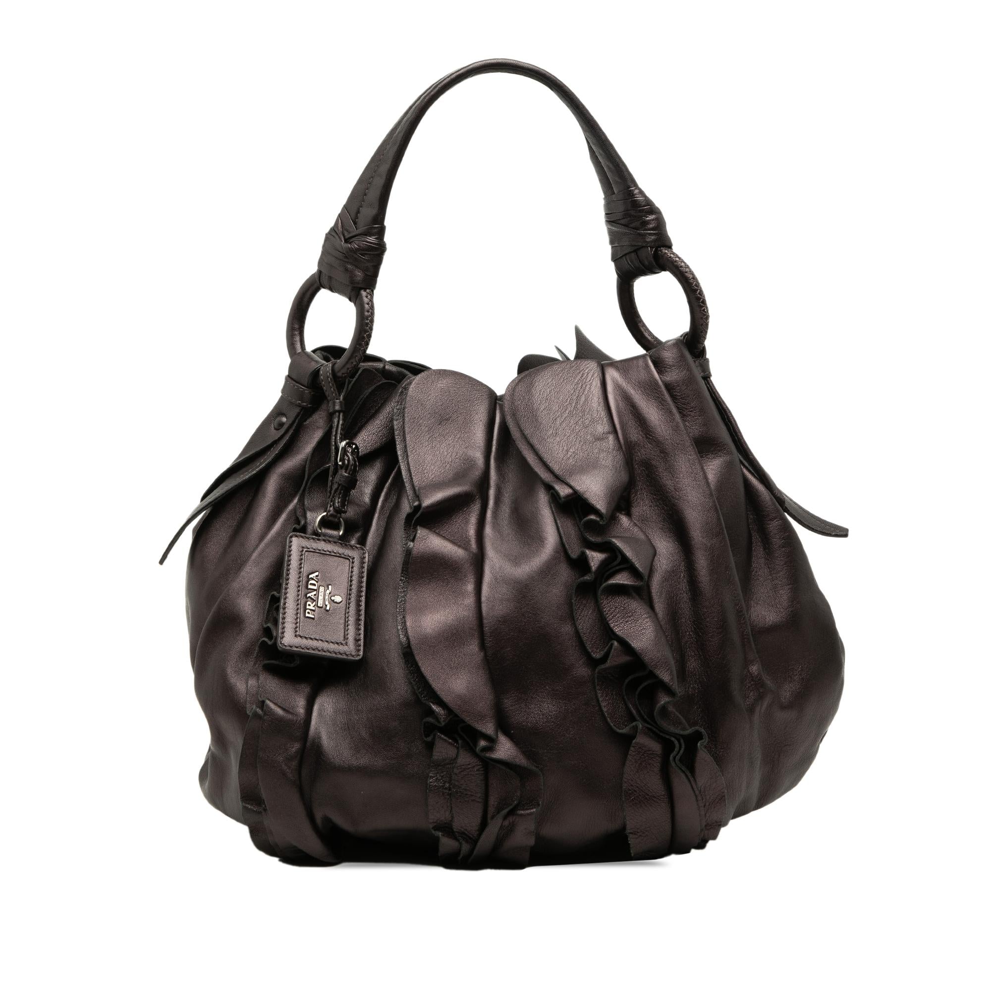 Prada Nappa Mordore Ruffle Hobo