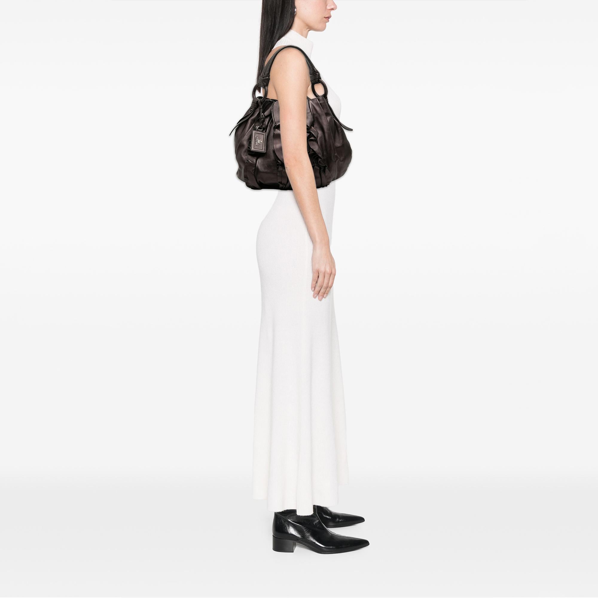 Prada Nappa Mordore Ruffle Hobo