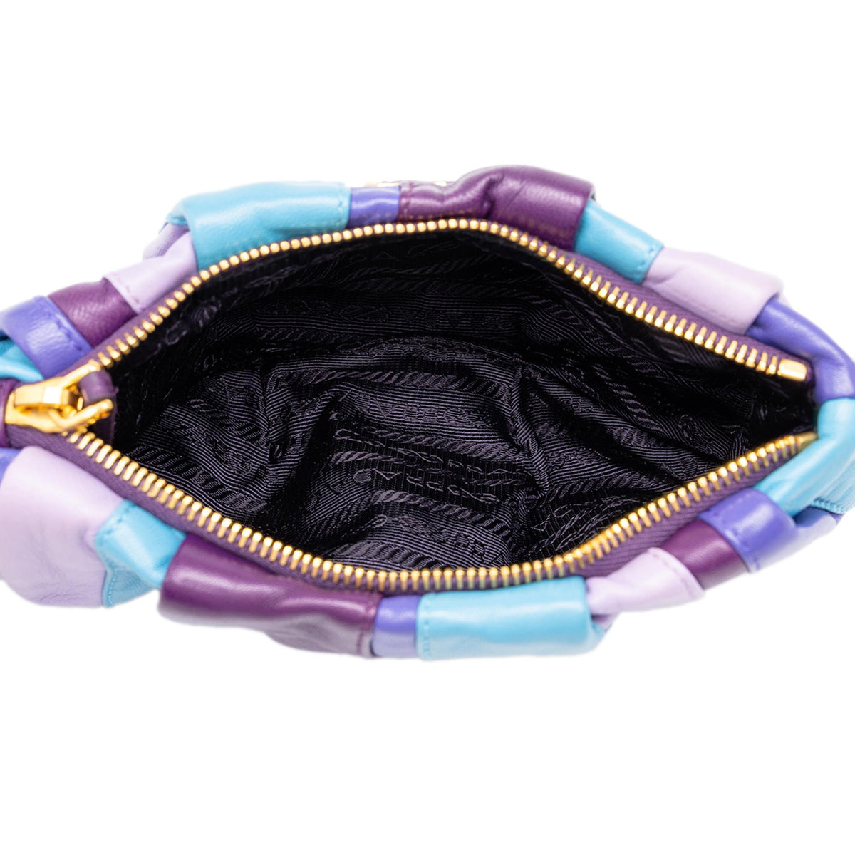Prada Nappa Trembled Blossoms Stripes Clutch